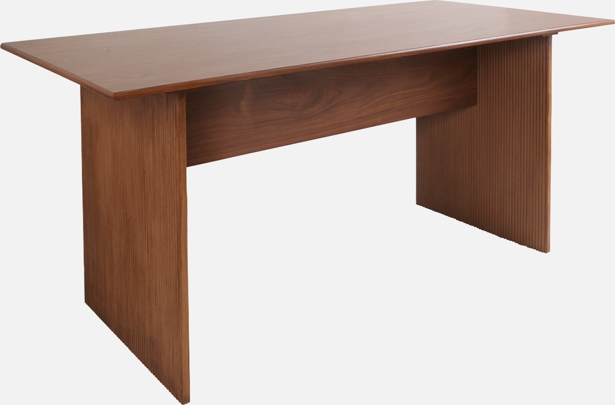 sweeek - Rechteckiger Esstisch mit geriffelter Holzoptik 4-6 Sitzplätze, 170 cm - Nussbaumfarben IFARORDTBLWAL