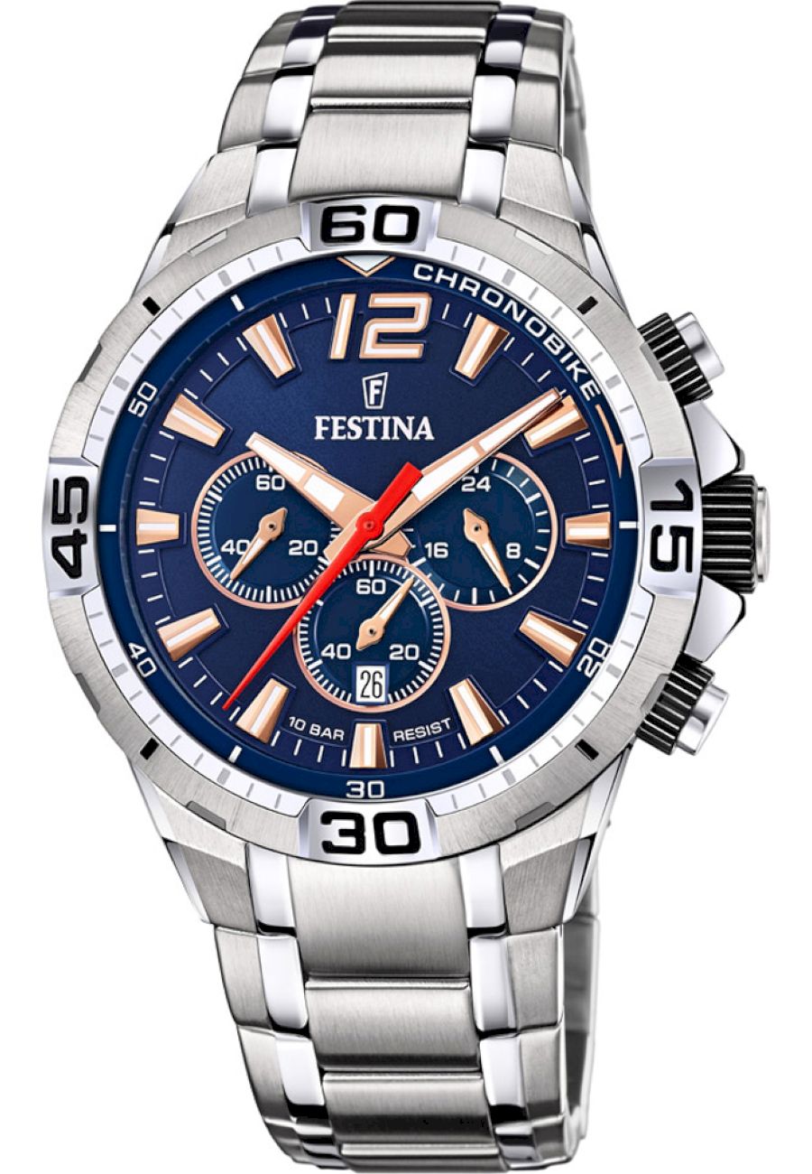 Festina F20522/4 Pánske hodinky Chrono Bike Chronograph Quartz z nerezovej ocele remienok