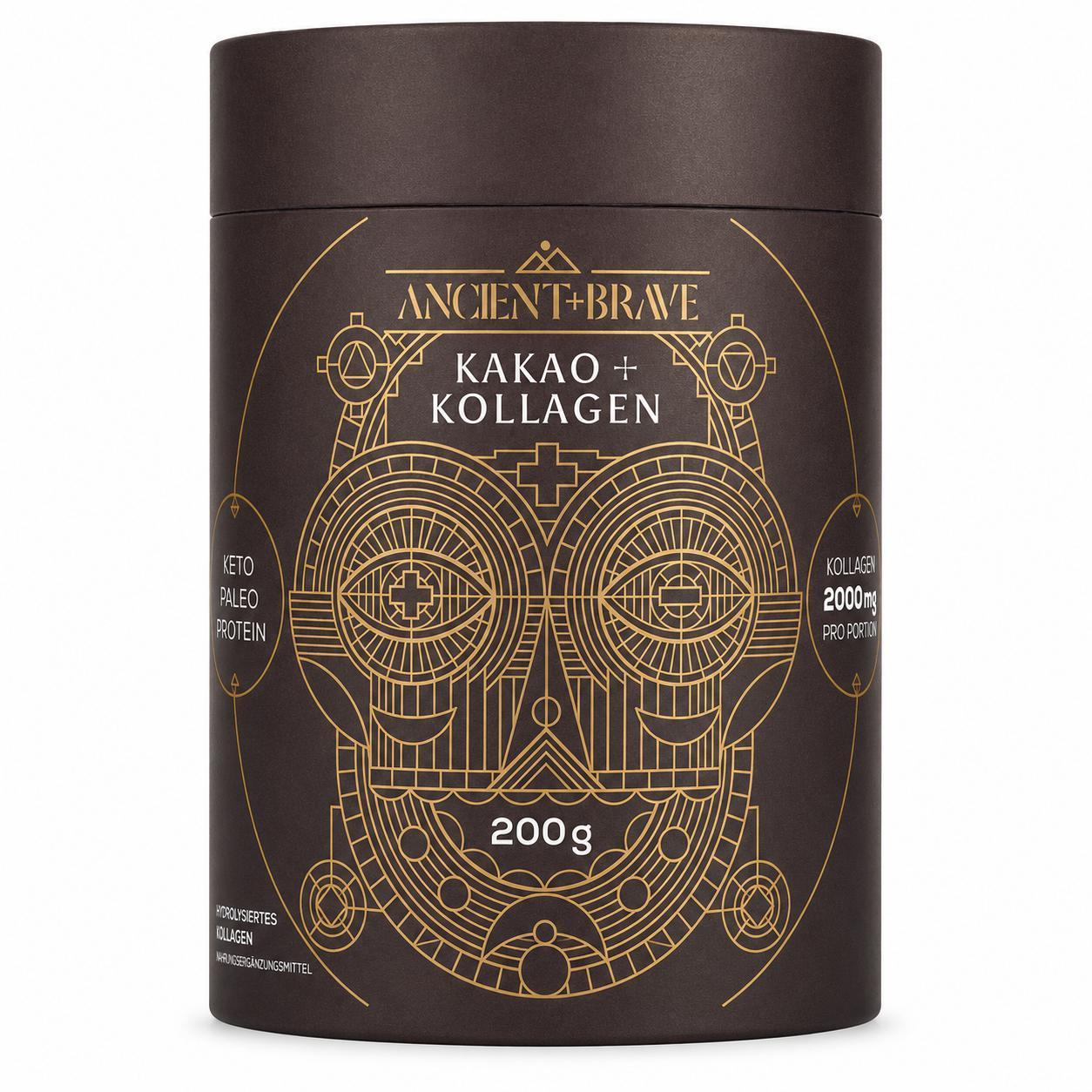 Ancient+Brave Ancient + Brave Kakao + Kollagen 250 g, Rohkakao & EU Rinder Kollagen, -Kakao - Ashwagandha, Keto