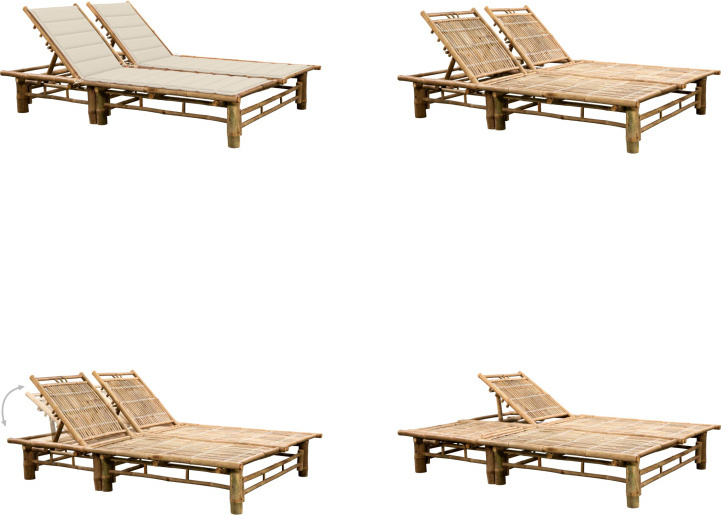 vidaXL Lehátko pre 2 osoby s bambusovými vankúšmi - Lehátko - Lehátka - Záhradné ležadlá - Záhradné ležadlá