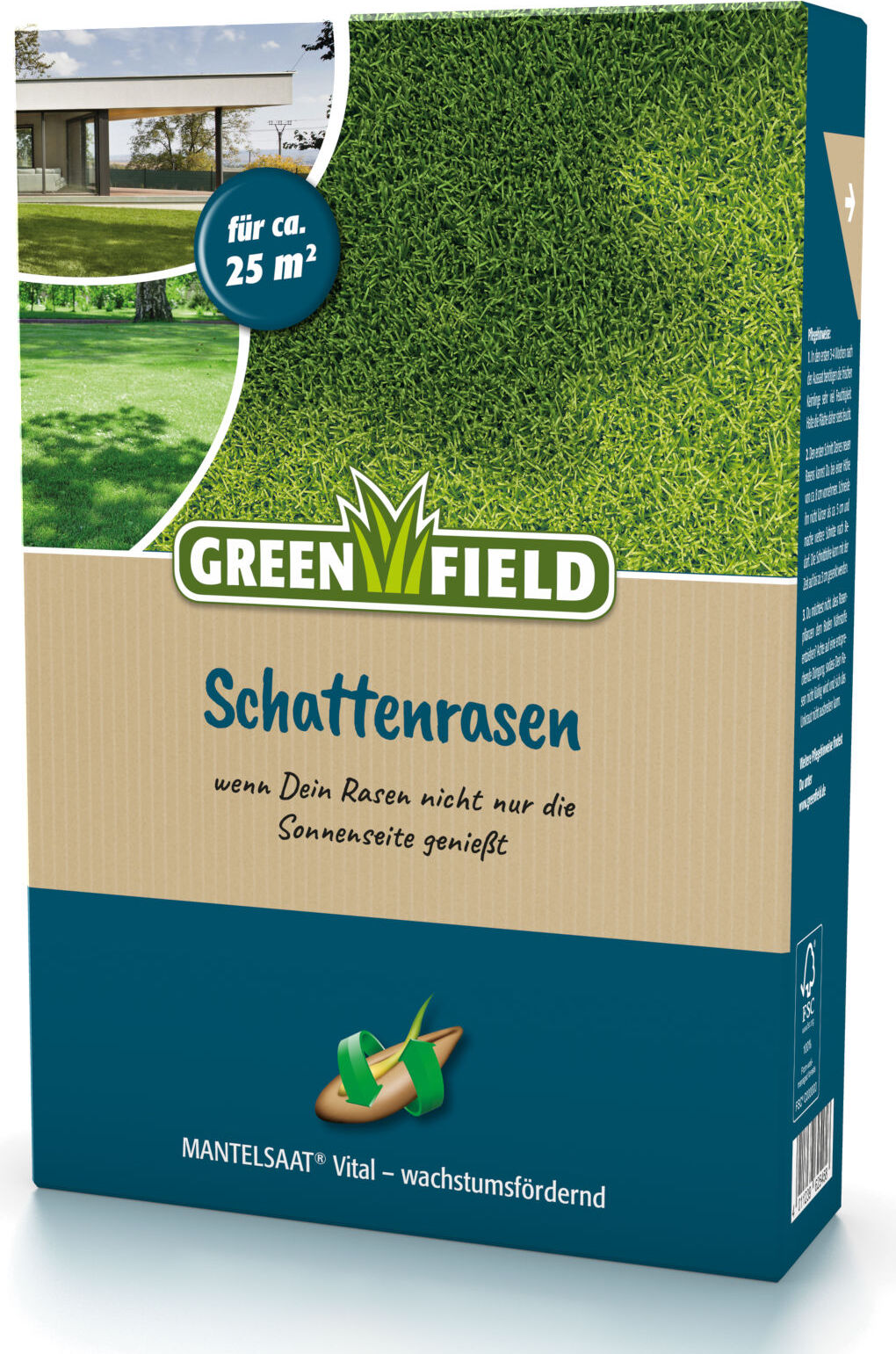 Greenfield Schattenrasen, Mantelsaat Vital - 0,5 kg schattentoleranter Rasensamen FB62544