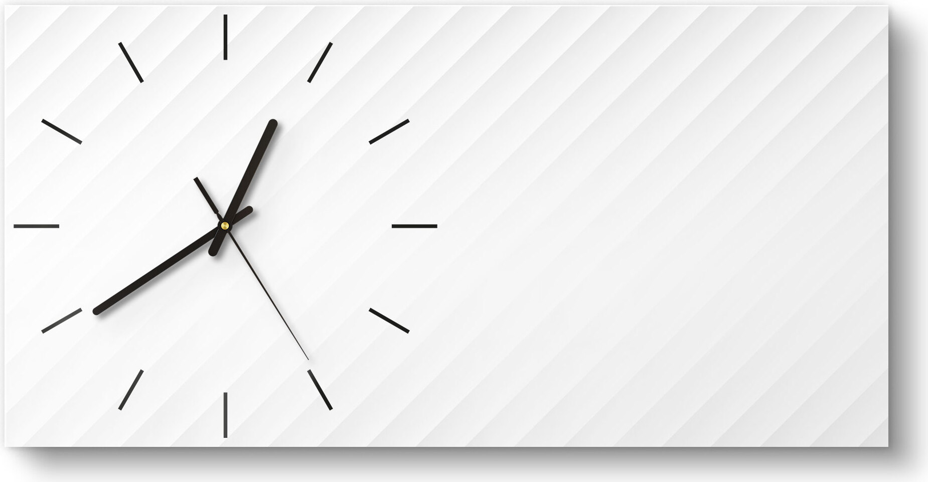 DEQORI Glasuhr 60x30 cm Modern 'Diagonale Erhebungen' Wanduhr Glas Uhr Design leise WC-60-30-M-1669