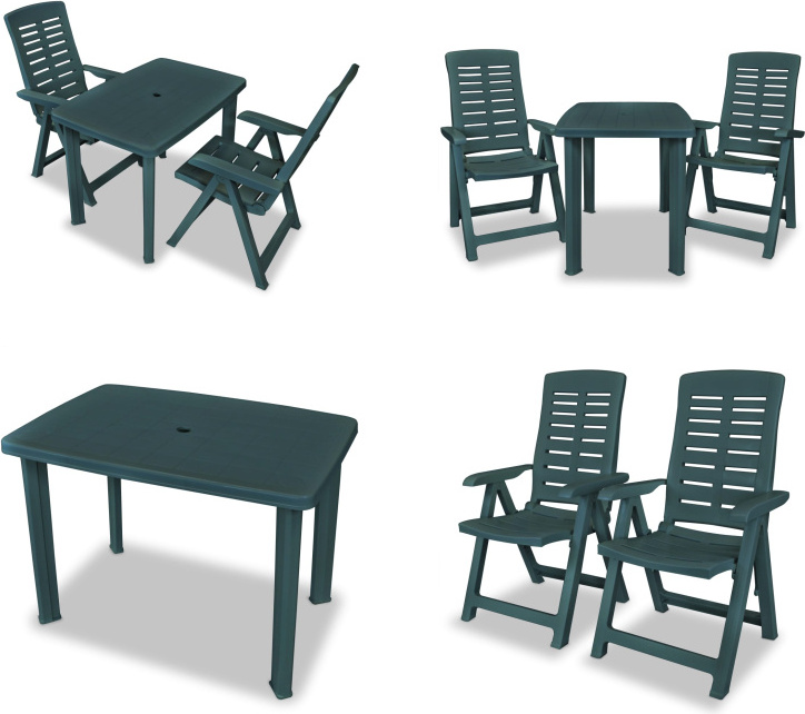 vidaXL 3 ks bistro set plastový zelený - Záhradný jedálenský set - Záhradné jedálenské sety - Záhradný nábytok - Súprava záhradného nábytku