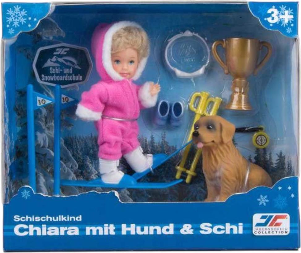 JAGERNDORFER JÄGERNDORFER Puppe Chiara mit Hund & Schi ca. 12 cm Kinder Spielzeug ohne Farbe JC15021