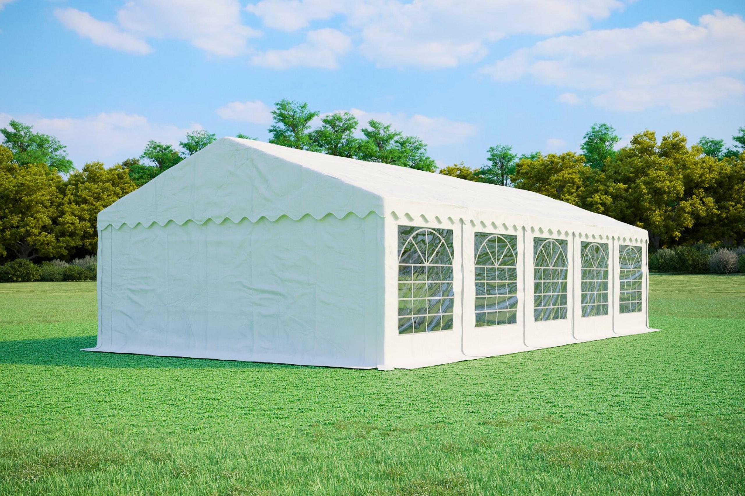 Pártystany-Jiín s.r.o. Gartenparty-Zelt 5x10m - PVC Standard Feuerfest - Weiß