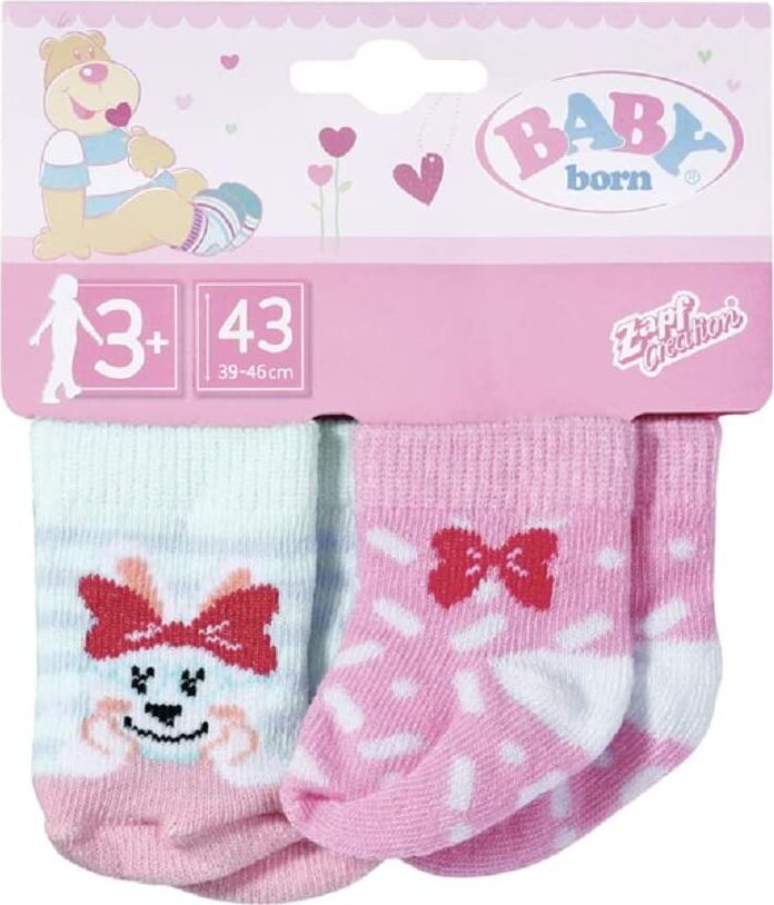 Zapf Creation 831755 - BABY born Socken 2x, 2 sort. 43cm - Pink / Weiß