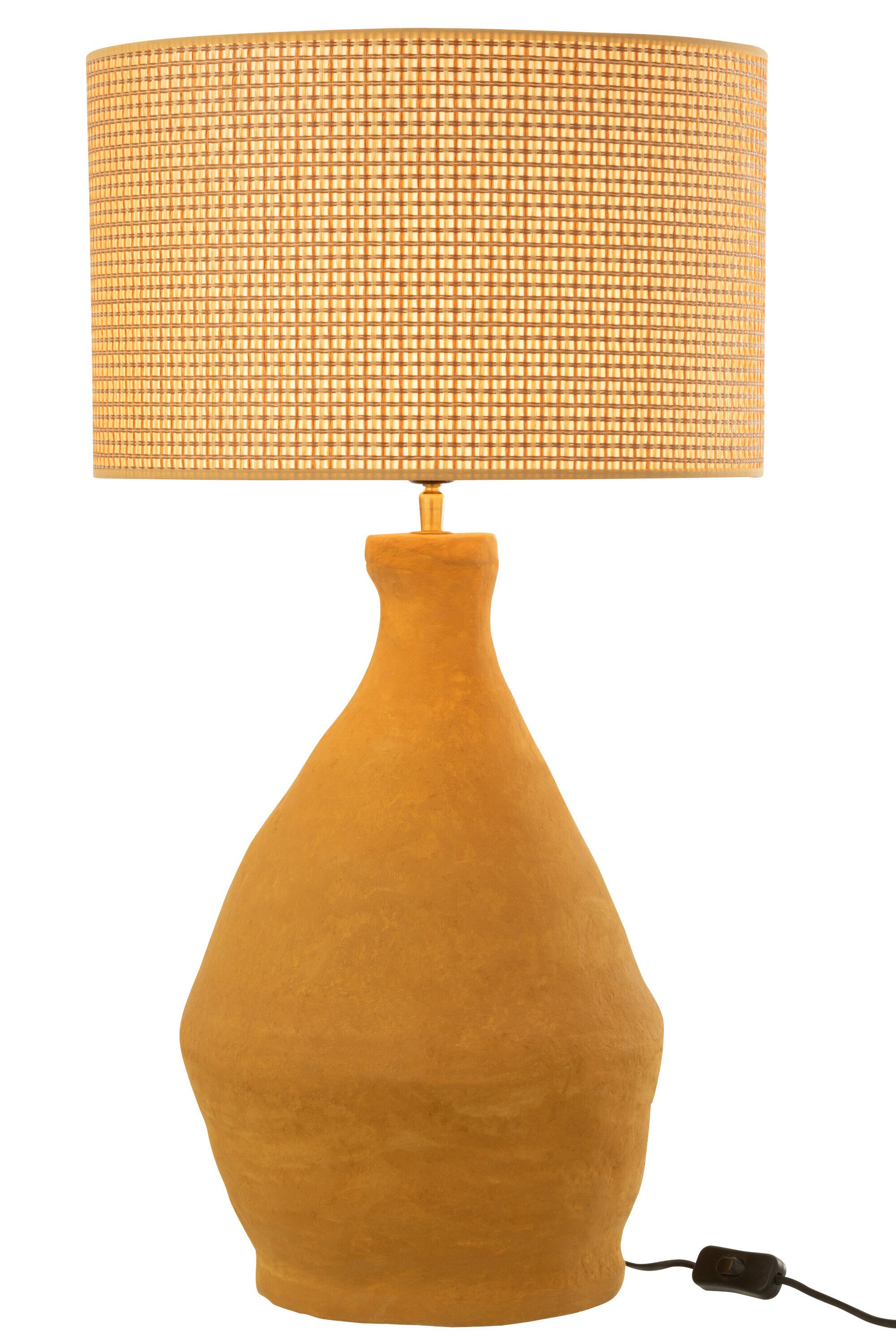 J-Line J-Line Lampe + Schirm Indus - Pappmache - Gelb