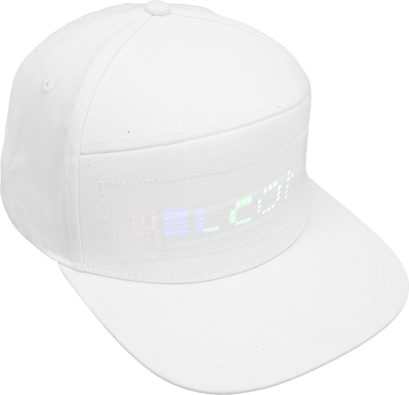 Cocosity LED Mütze Programmierbare Bluetooth APP Steuerung Editierbare Bunte LED Mütze für Outdoor Konzert Karneval Weiß