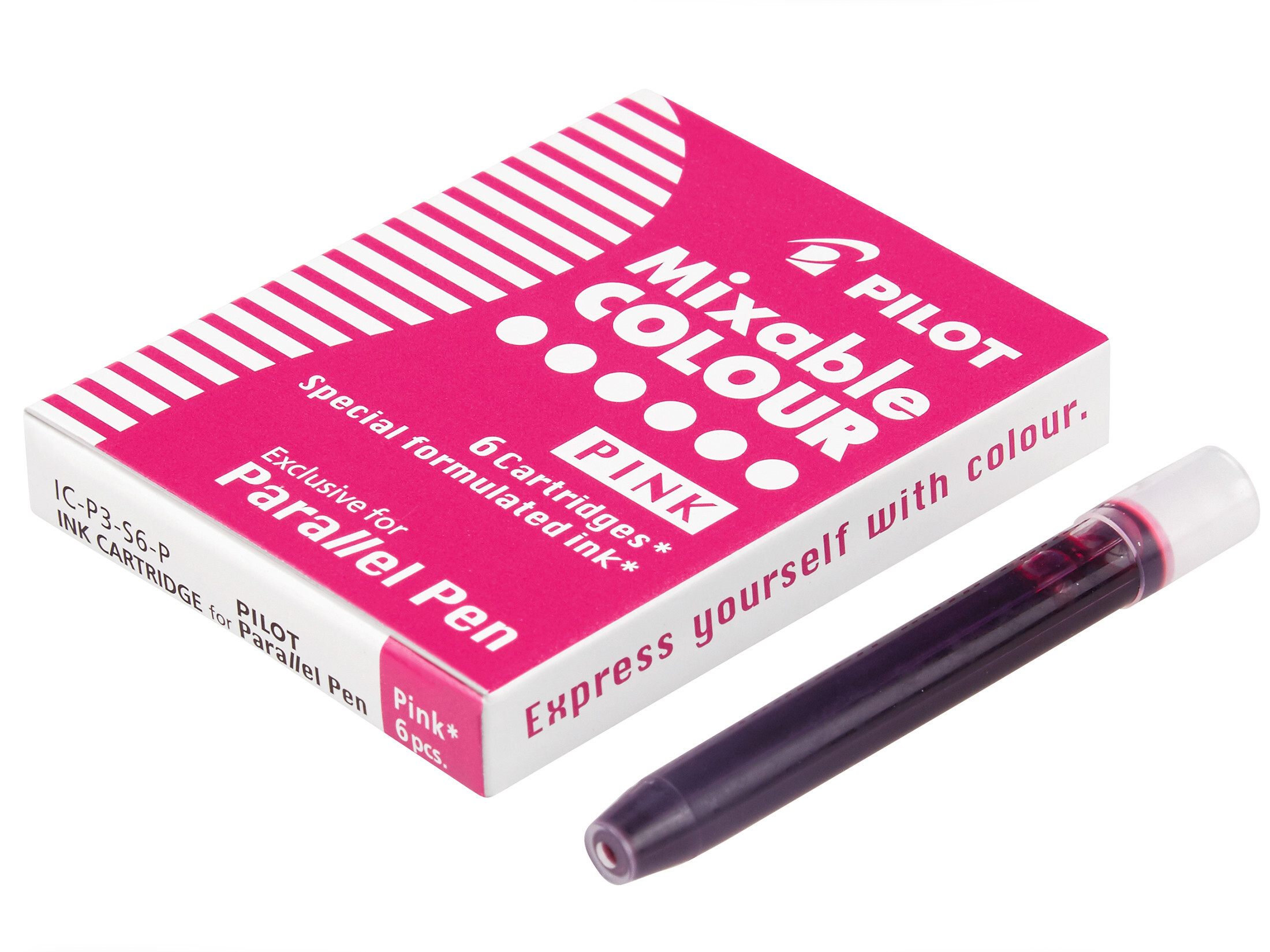 PILOT Parallel Pen Tintenpatronen 6er Set – für Kalligraphie, Farbe Pink