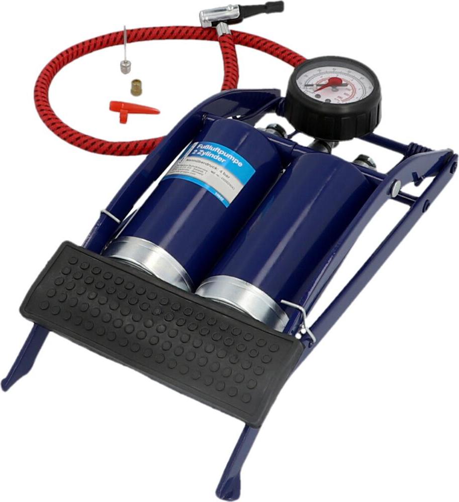 Pompe Deuba Double Cylindre En Acier – Manomètre 7 Bar, Tuyau 80 Cm, Adaptateurs Inclus