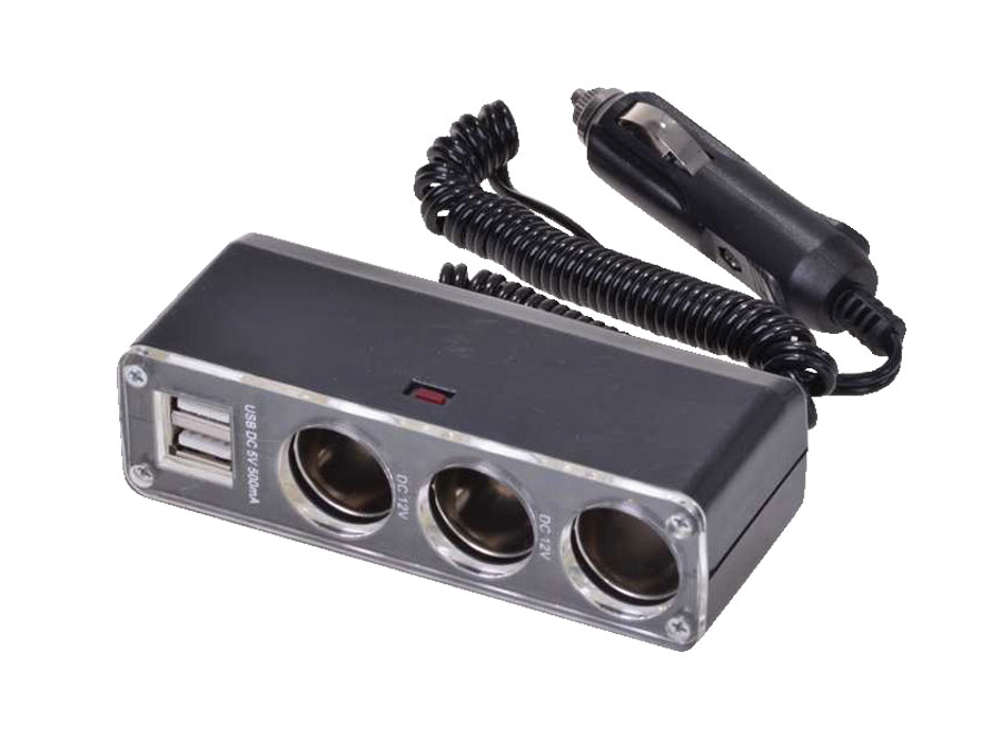 Filmer 36.642 Steckdose 3-fach 12 V, 2 x USB Steckplätze 5 V 500mA