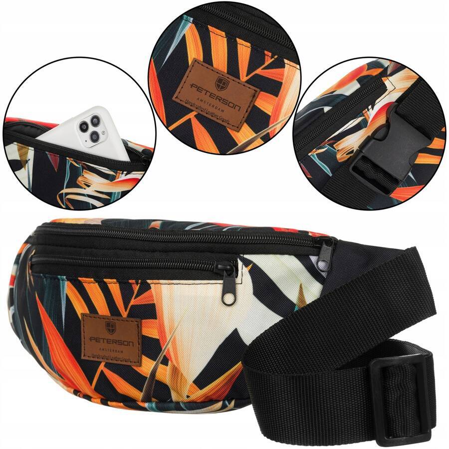 Peterson | Geräumige Polyester Niere, für Frauen, Schwarz, Rot, 33x12 cm DHPTNNER0154290