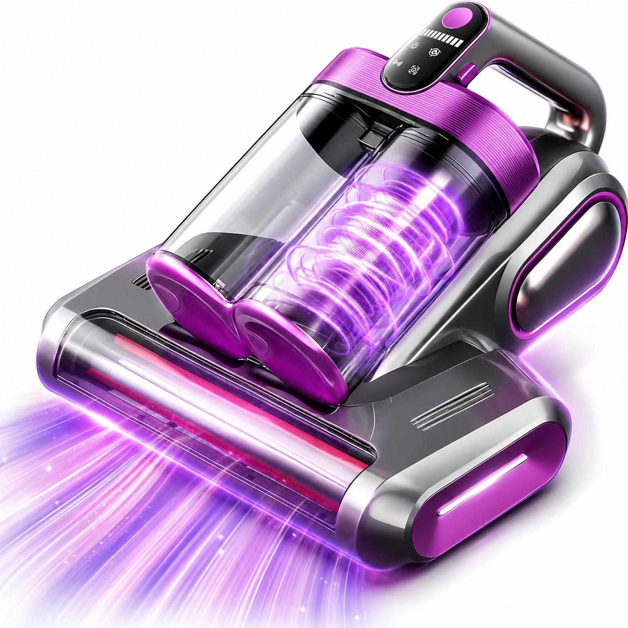 Axvcuxio Kabelloser Matratzenstaubsauger, 16000 pa Bettsauger mit 253,7 nm UV-C-Licht, HEPA-Filter und Ultraschall, Ultraschall-Technologie & Hepa-Filter