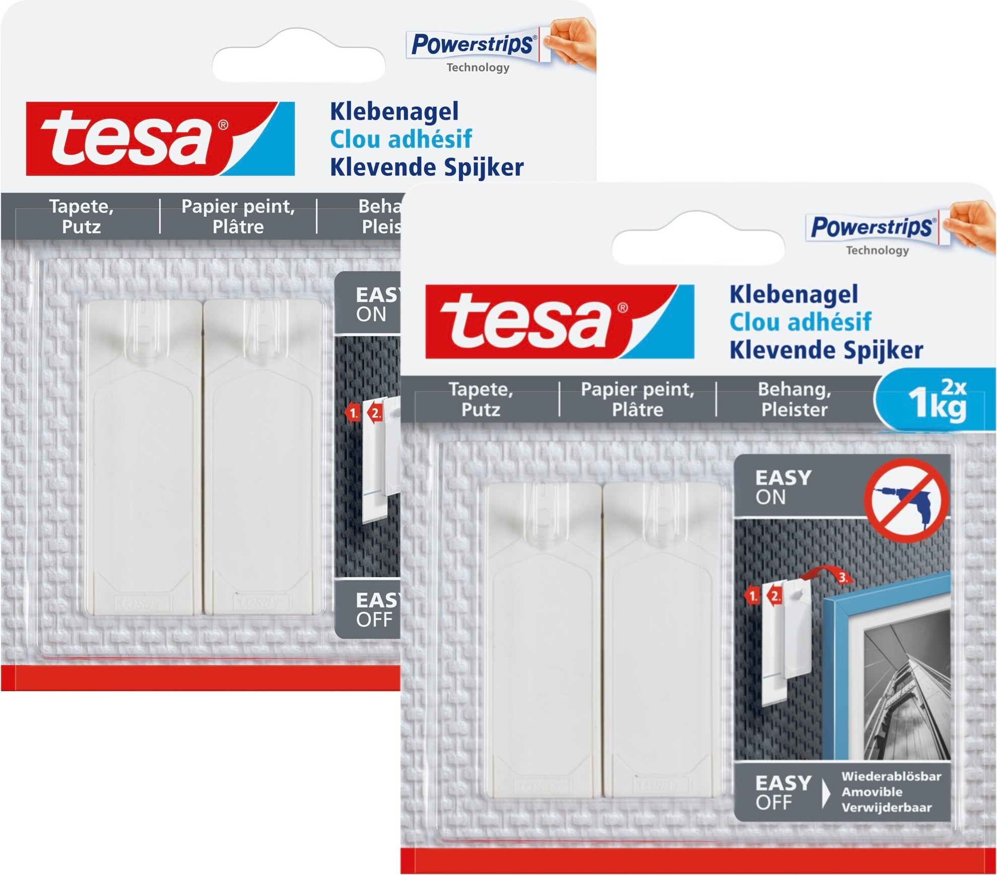 Tesa Verstellbarer Klebenagel - Geeignet für: Tapeten, Belastbarkeit: 1 kg, Weiß, 4 Stk. online kaufen bei Tesa Verstellbarer Klebenagel - Geeignet für: Tapeten, Belastbarkeit: 1 kg, Weiß, 4 Stk. online kaufen bei