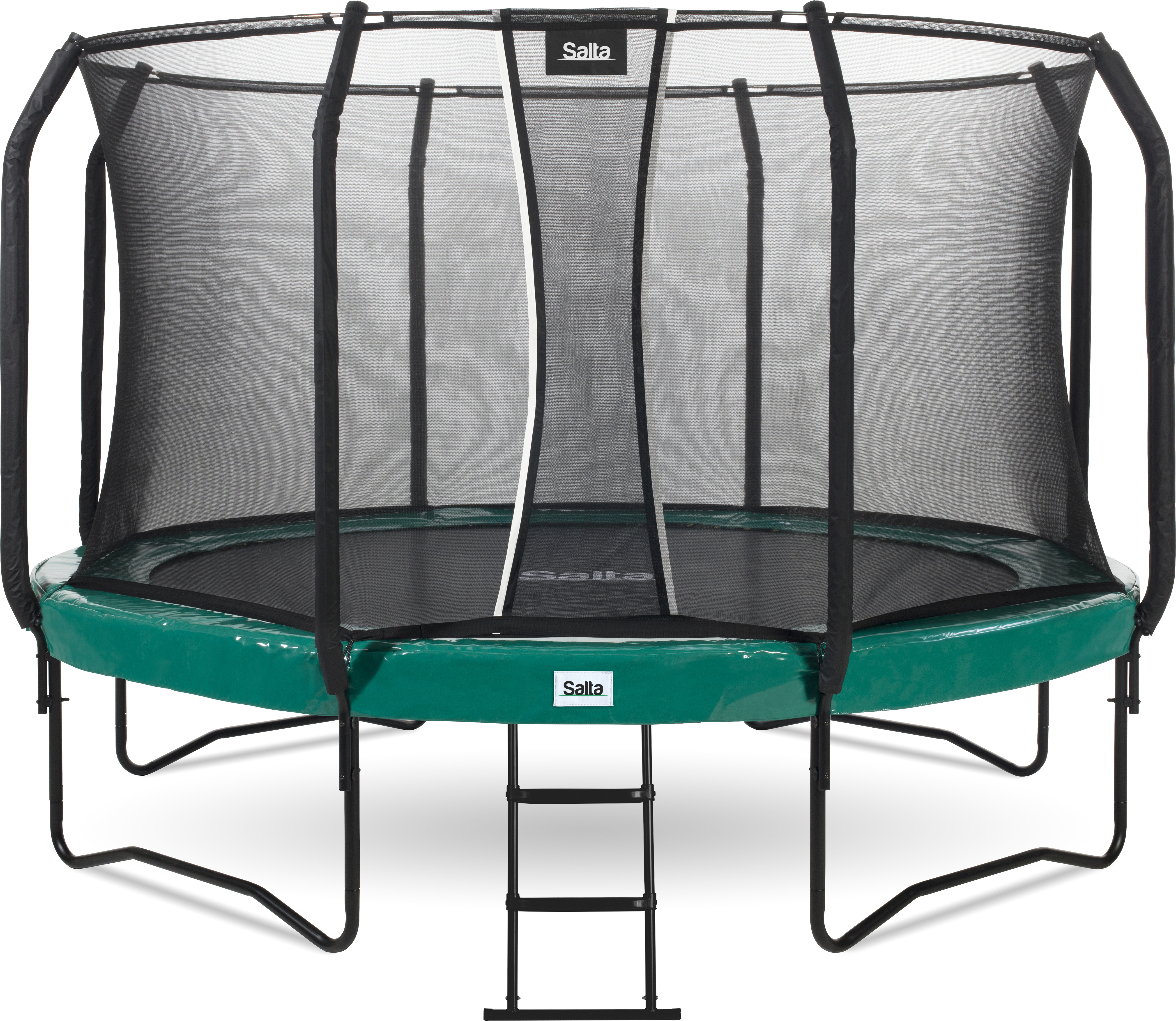 Trampolína Salta First Class - Ø 366 cm - zelená - vrátane krytu na trampolínu Rebrík