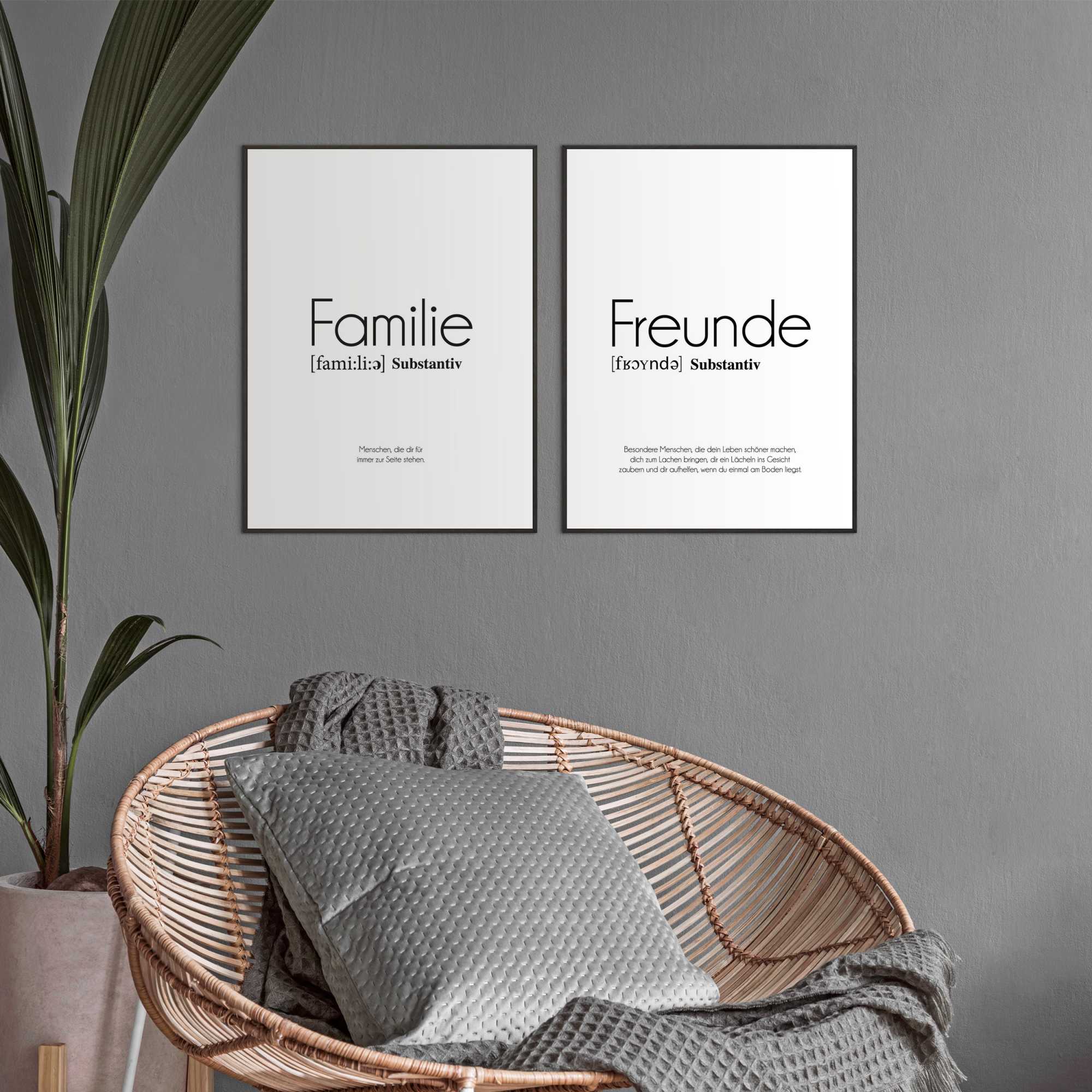 Bilder Set Slim Frame Familie Text - Modern | Kunstdrucke
