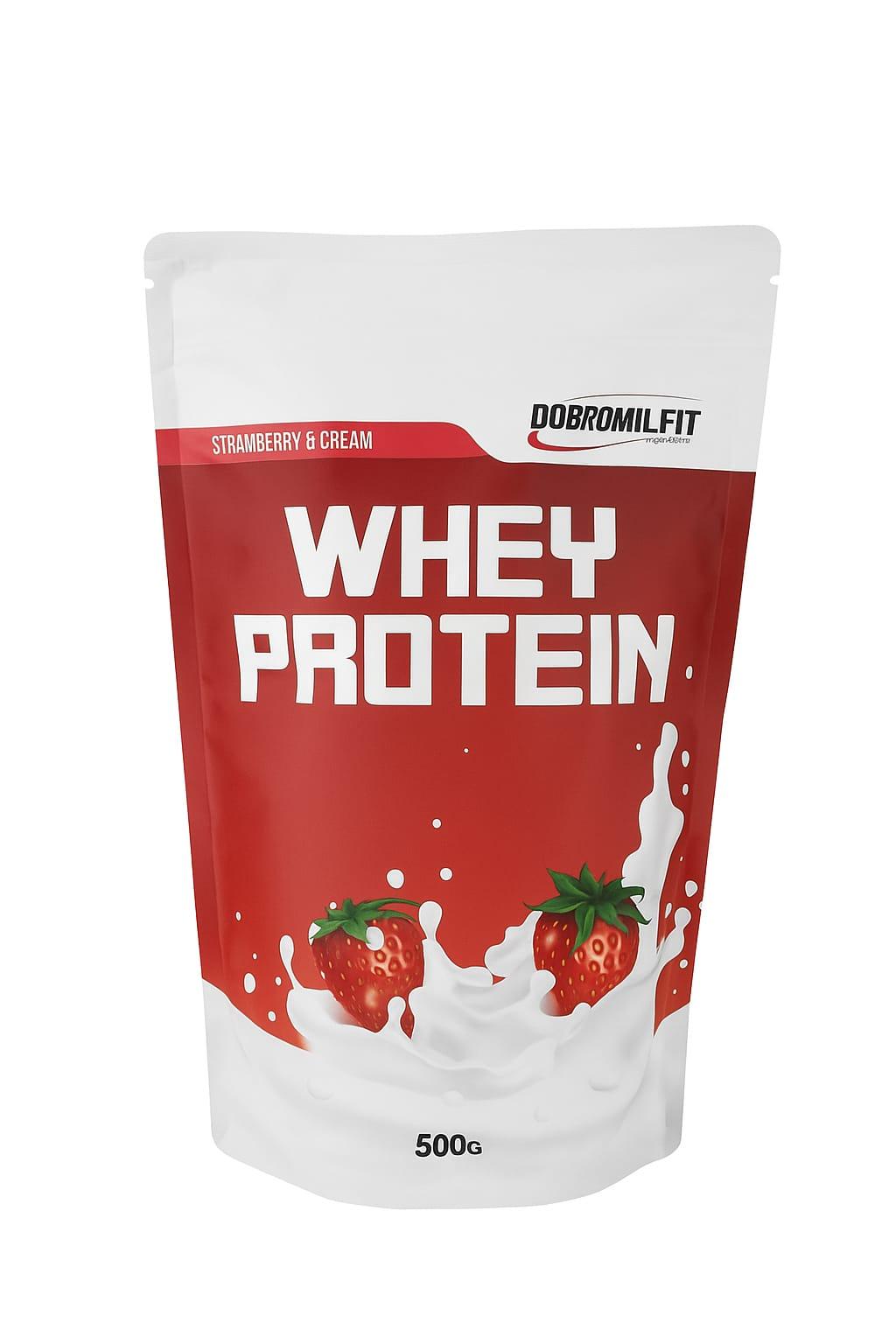 Whey Protein DobromilFIt im cremigen Geschmack Erdbeere-Sahne
