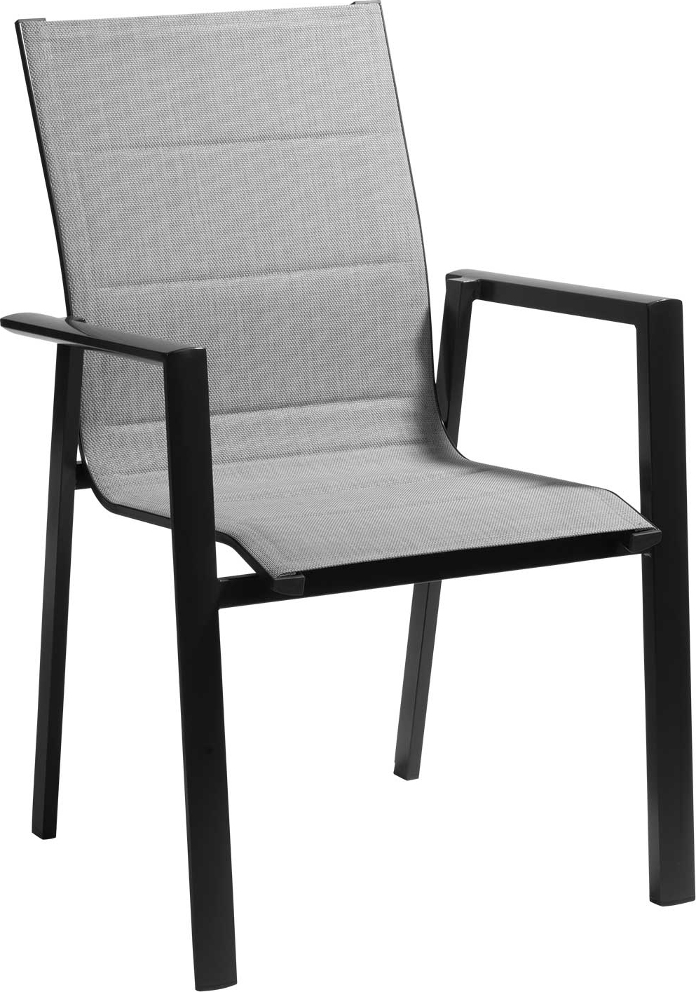 Gartenstuhl - Anthrazit - Hellgrau - Textilen - Aluminiumrahmen - stapelbar