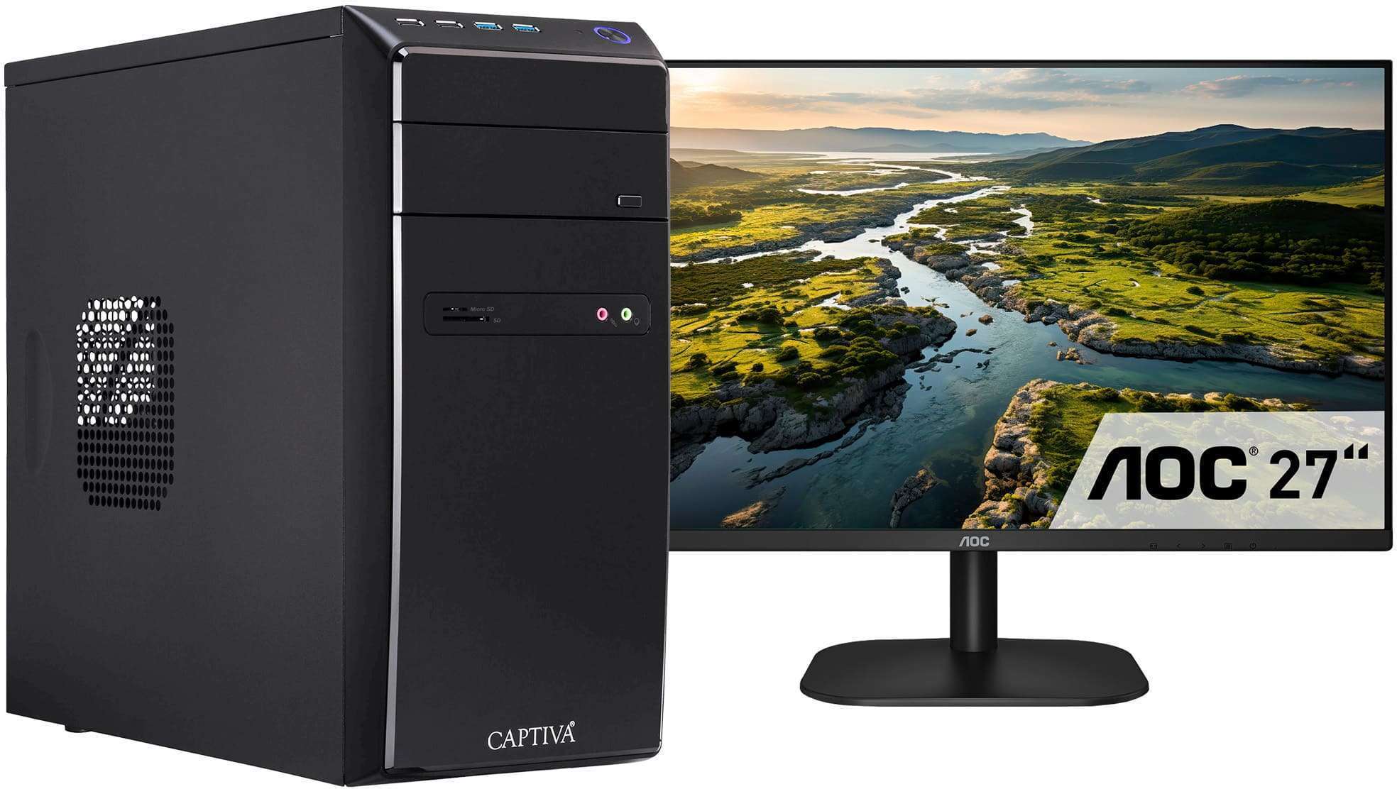 Captiva Business PC Bundle I75-554|Pentium Gold G6400|16GB DDR4|UHD 610|480 GB+2 TB|27