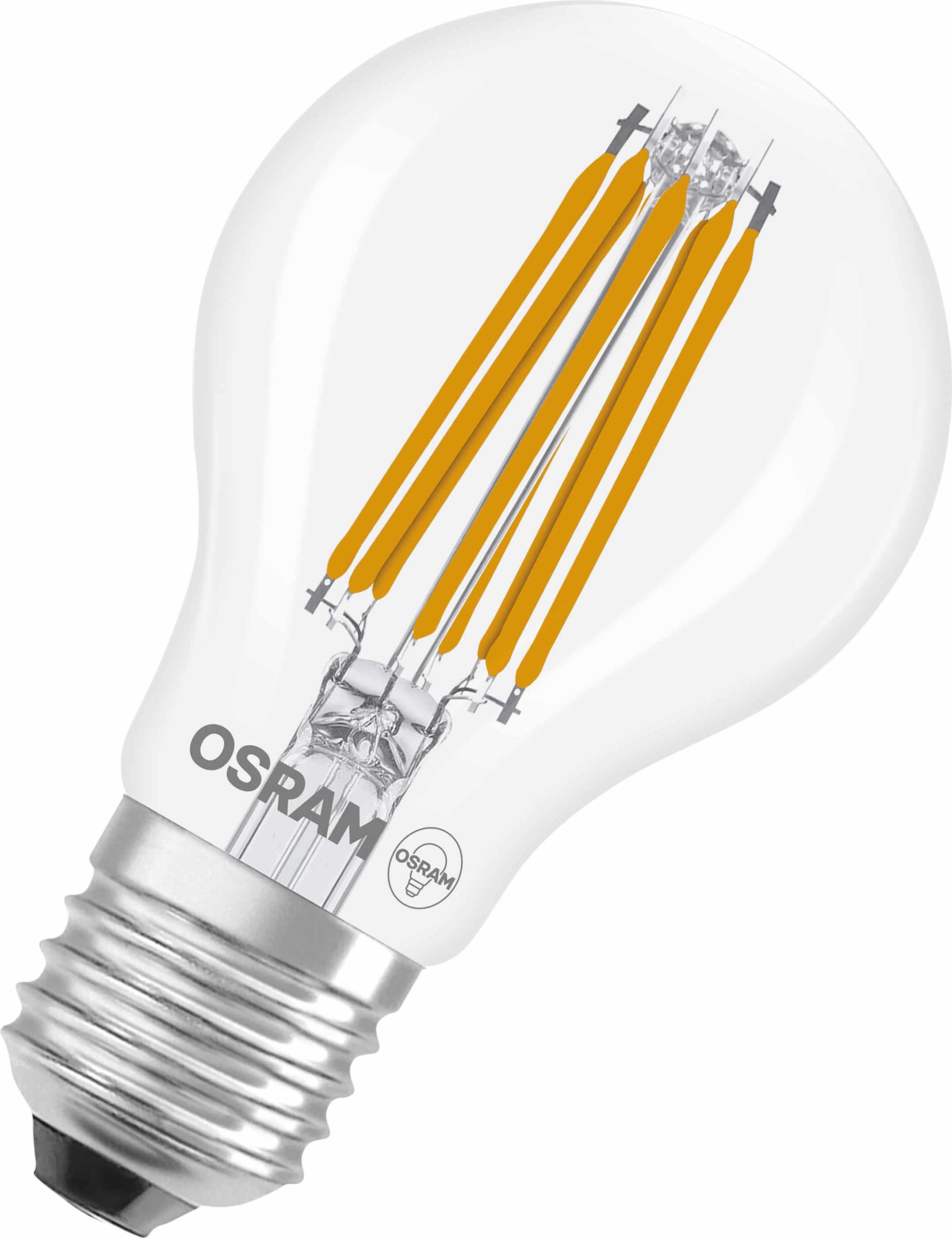 OSRAM LED CLASSIC A ENERGY EFFICIENCY A DIM in A-Form, LED-Lampe, Glas, klar, 7,2 W, 1521 lm, 2700 K, Dimmbar, , CRI 80 AC70245