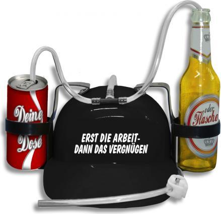 HSK Trinkhelm Spaßhelm mit Print - Erst die Arbeit - dann das Vergnügen - 51653 Color - schwarz