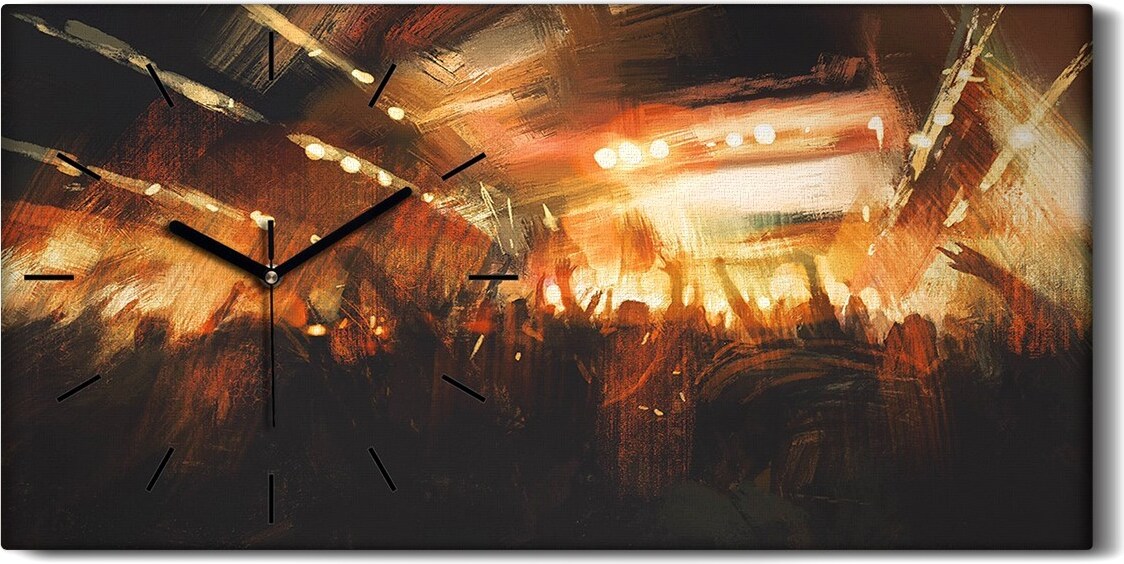 coloray Dekor Leinwand Uhr Wandbilder Geräuschlos 60x30 jubelndes Publikum beim Konzert - schwarze Hände zch-60x30-87960037-c