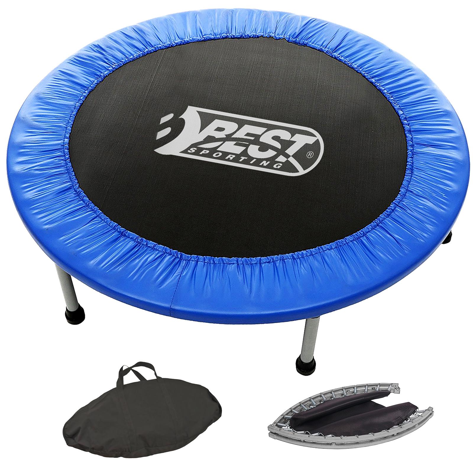 Najlepšia športová fitness trampolína vnútorná skladacia s taškou, modro-čierna