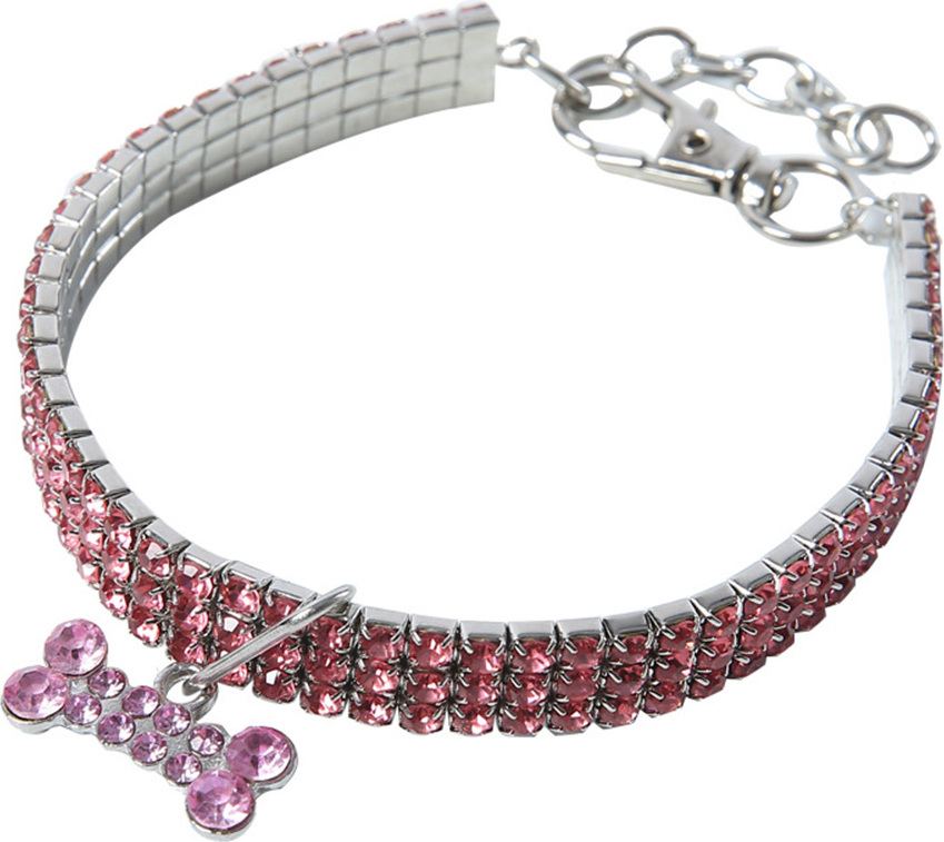 Hundehalsband Mit Strass – Verstellbar, Weiches Leder, Für Kleine Hunde Und Katzen