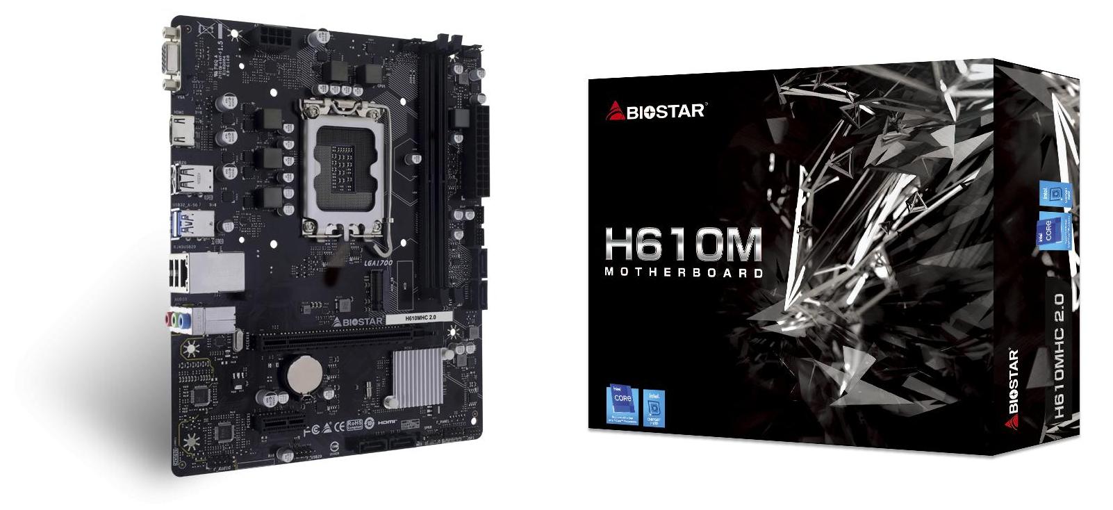 Biostar H610MHC 2.0, Intel, LGA 1700, Intel® Celeron®, Intel Core i3 12th Gen, Intel Core i3 13th Gen, Intel Core i3 14th Gen, Intel..., DDR4-SDRAM, 64 GB, DIMM