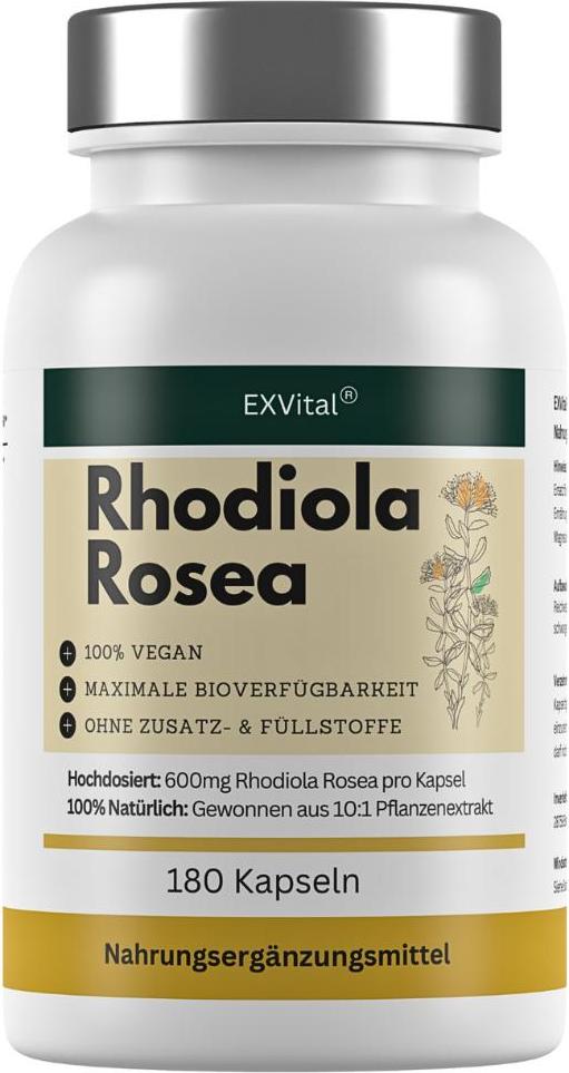 Rhodiola Rosea, hochdosiert 6000mg Tagesdosis, 180 vegane Kapseln von EXVital
