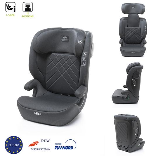 KINDERSITZ 4Baby Nero i-SIZE 100-150 cm, 10-fach VERSTELLBARE, KOPFSTÜTZE, Seitenaufprallschutz, Graphit NERO-GRAPHITE