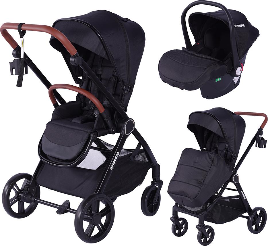 Einheitsgröße BM-9|Barmøya 3-in-1 Kombi-Kinderwagen Komplettset schwarz