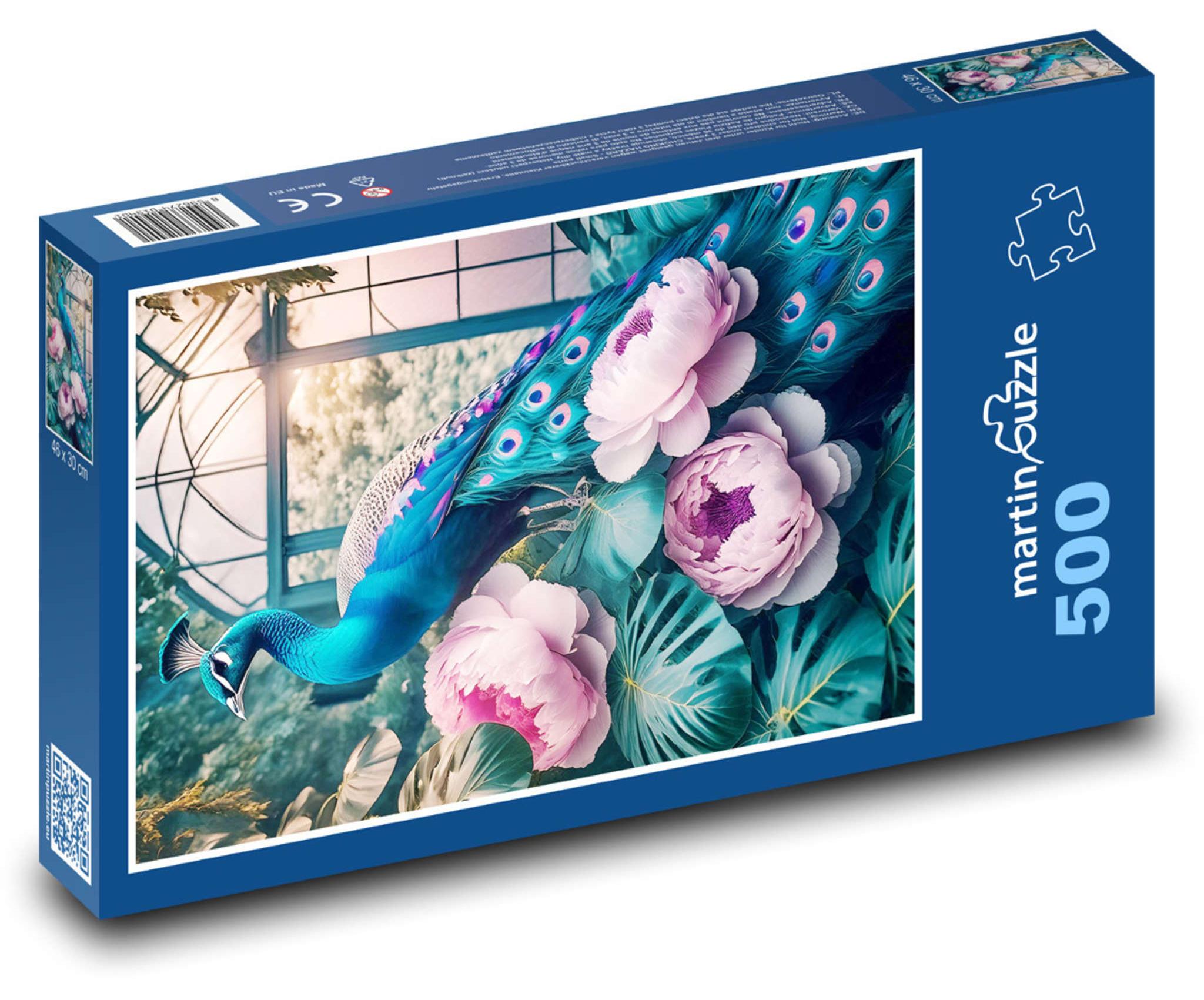 MCprint Puzzle 500 Pfau im Fantasiegarten - martinpuzzle