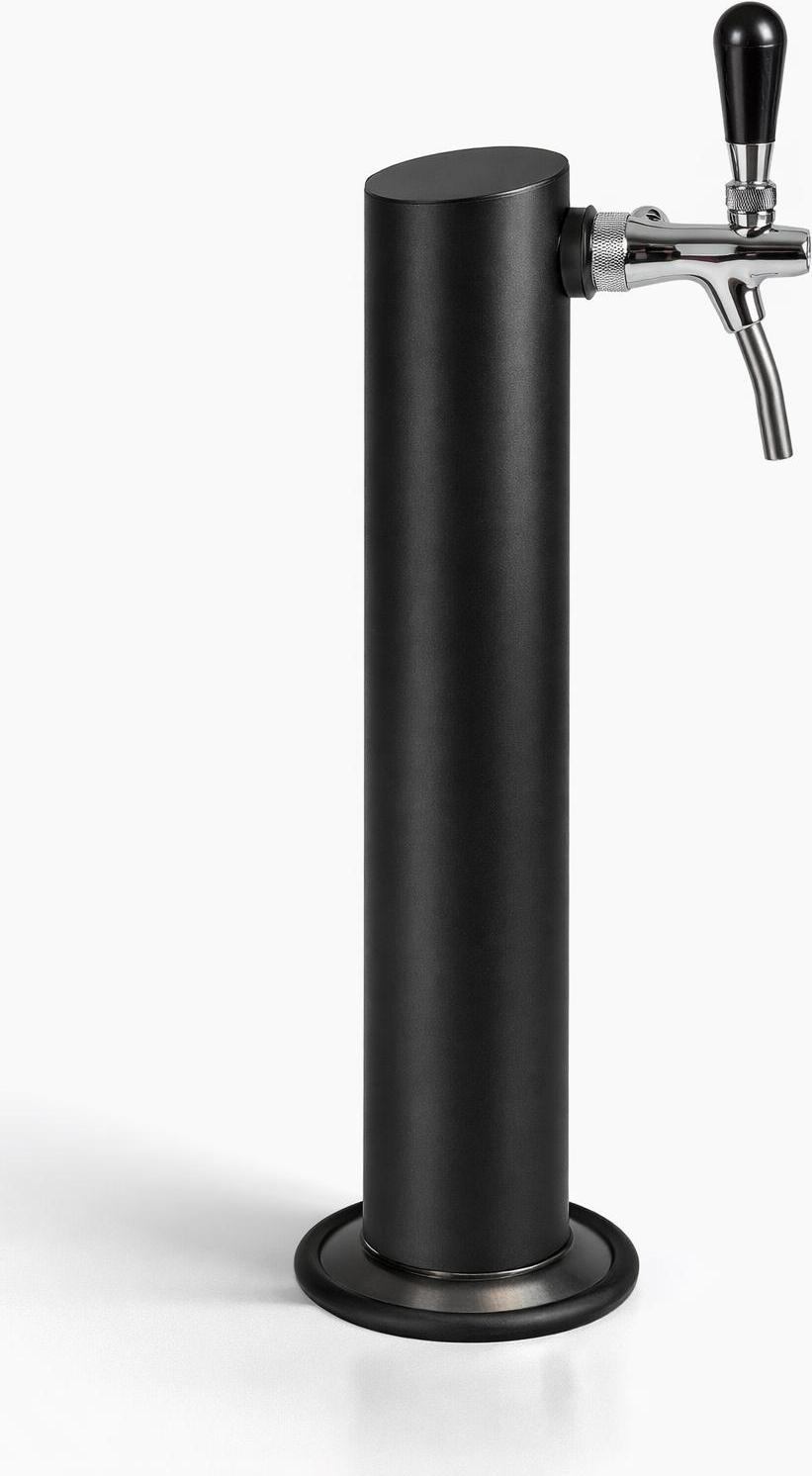 Produktbild von Westerbarkey Schanksäule Black Tower 1-leitig – Matt Schwarz, Mit Zierflansch, 470x110 Mm – Inkl. Distanzhülsen