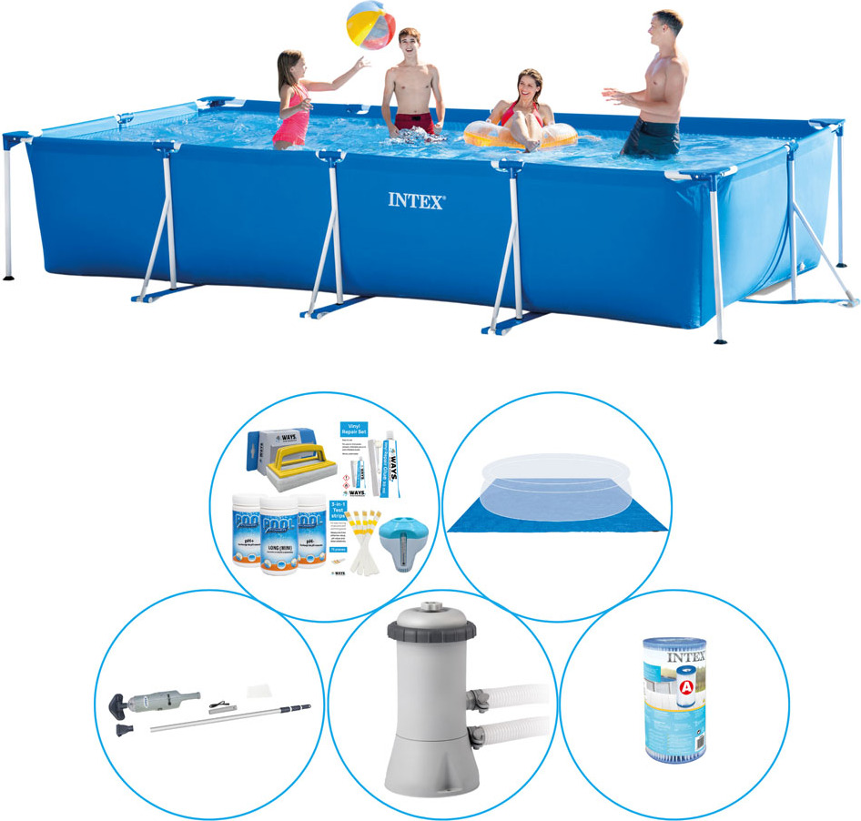 Intex Rámový bazén obdĺžnikový 450x220x84 cm - 6-dielny - Bazén vrátane príslušenstva
