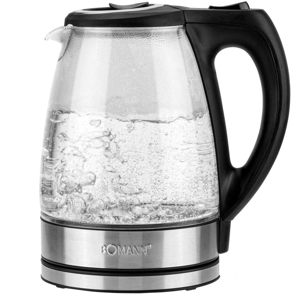 Bomann® Wasserkocher Edelstahl 1,7L | Wasserkocher Glas | 2200W | Wasserstandsanzeige | Kettle | Edelstahl Wasserkocher | WKS 6032 CB 660 321