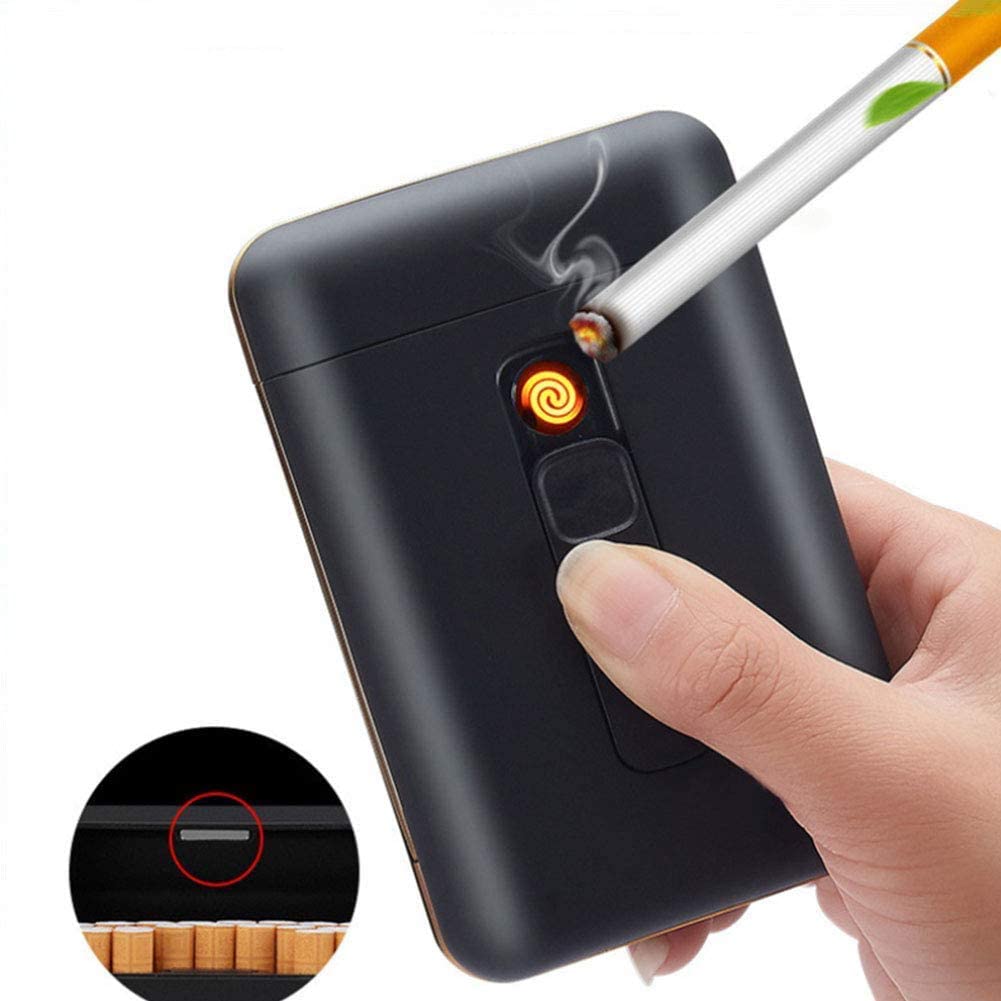 2-in-1 USB Zigarettenetui Zigarettenschachtel mit Feuerzeug Zigarettenbox 2022 