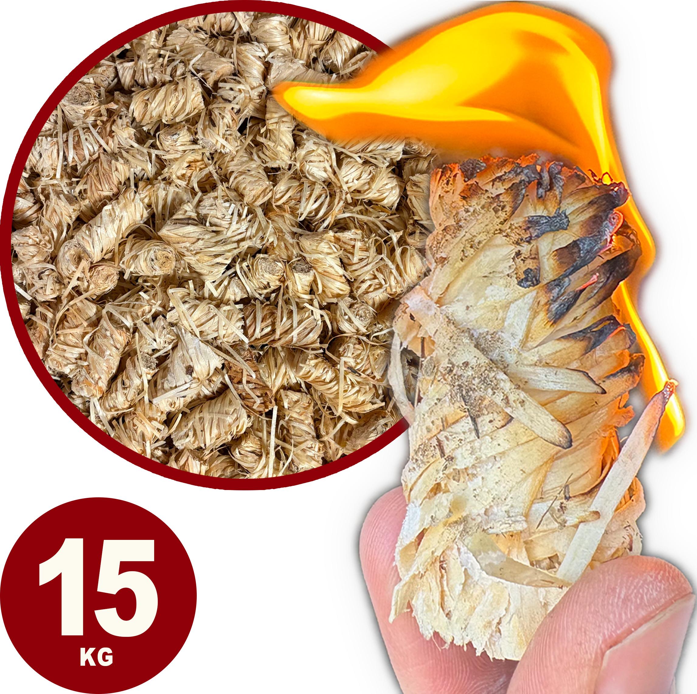 Anzündwokkeln | 15 KG Anzündwolle | 1250 Stück Anzünder - Kaminanzünder - Bioanzünder - Holzanzünder | STOCERS