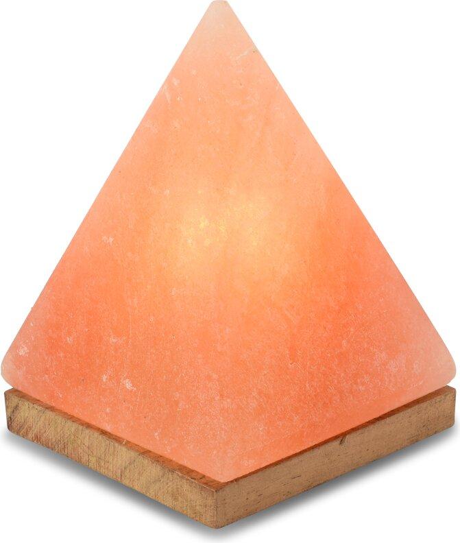 HAF Rosa Salzlampe Pyramide aus echtem Kristallsalz | Salzkristalllampe in Naturform | Salzsteinlampe auf Holzsockel aus der Salt Range Punjab