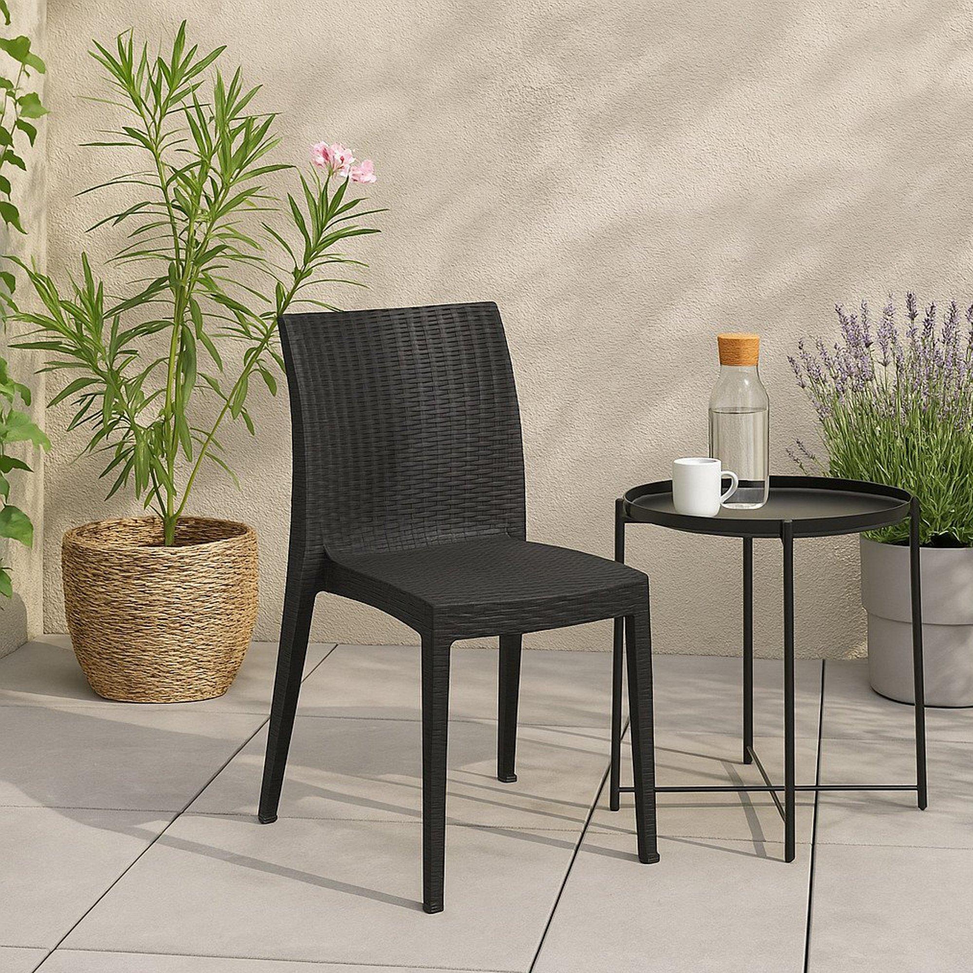 Dmora Outdoor-Stapelstuhl Fiano Grau, ein Stapelstuhl