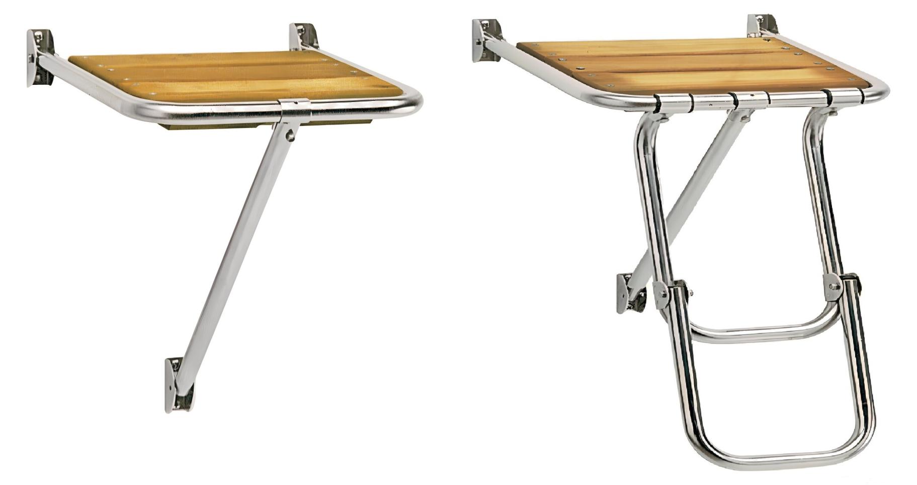 Osculati Edelstahl Badeplattform mit oder ohne Badeleiter, Teakholz, 34 x 36 cm, für Boote & Yachten Größe: mit Badeleiter 2325