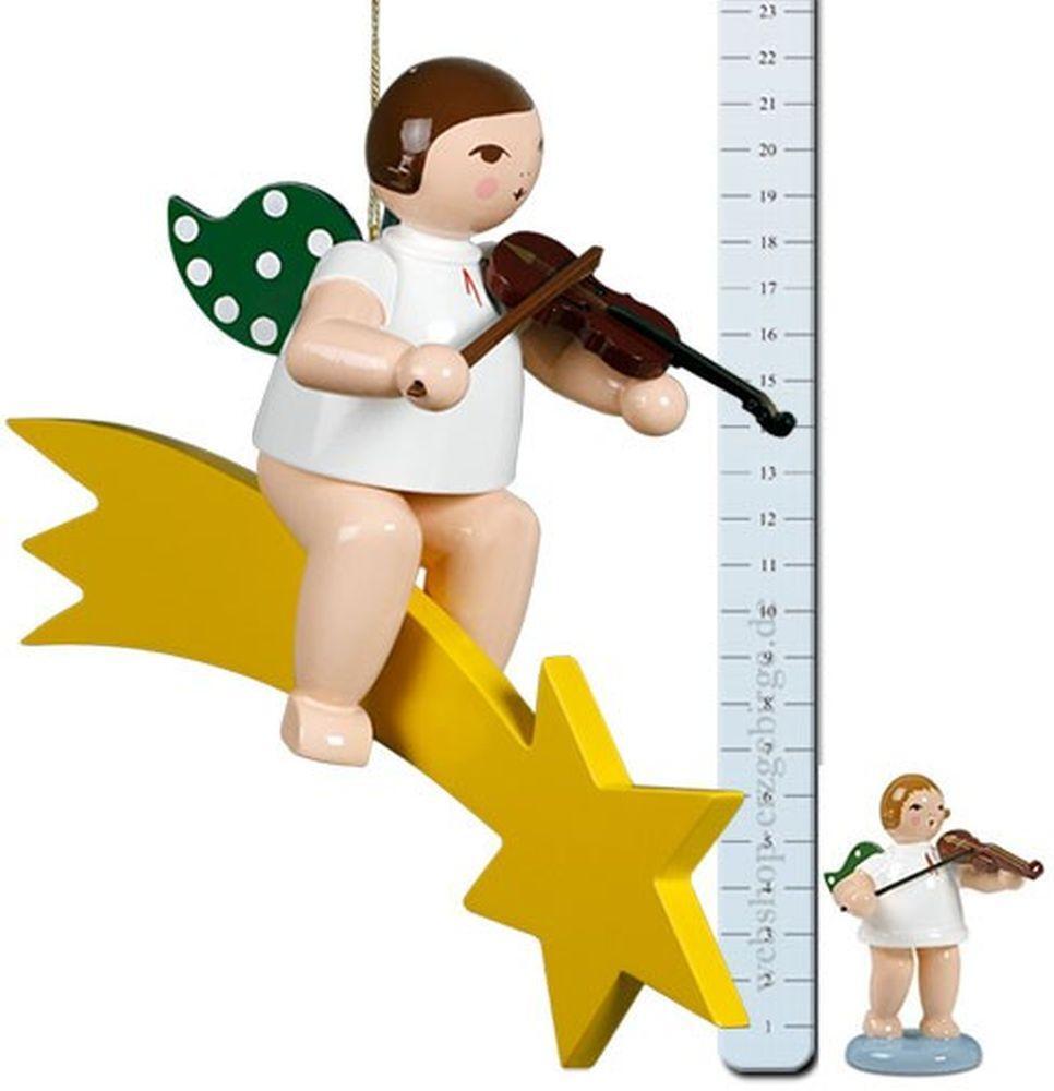KDE Ellmann Fensterbild Engel auf Schweif mit Krone und Geige Höhe 25cm NEU 28956-03