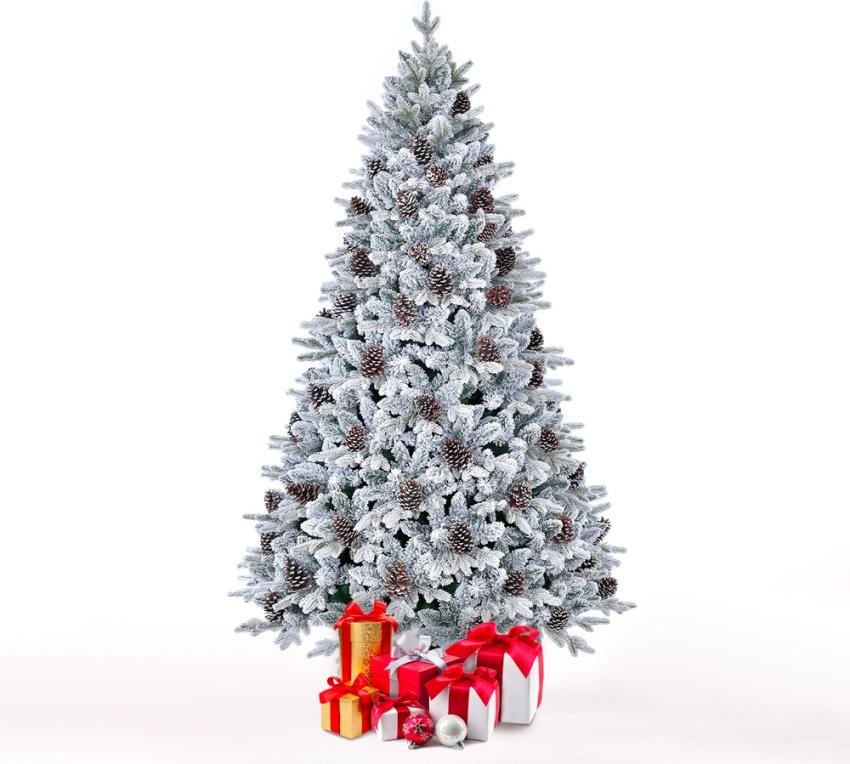 EcoXmas Künstlicher verschneiter Weihnachtsbaum mit Zapfen 180 cm Faaborg