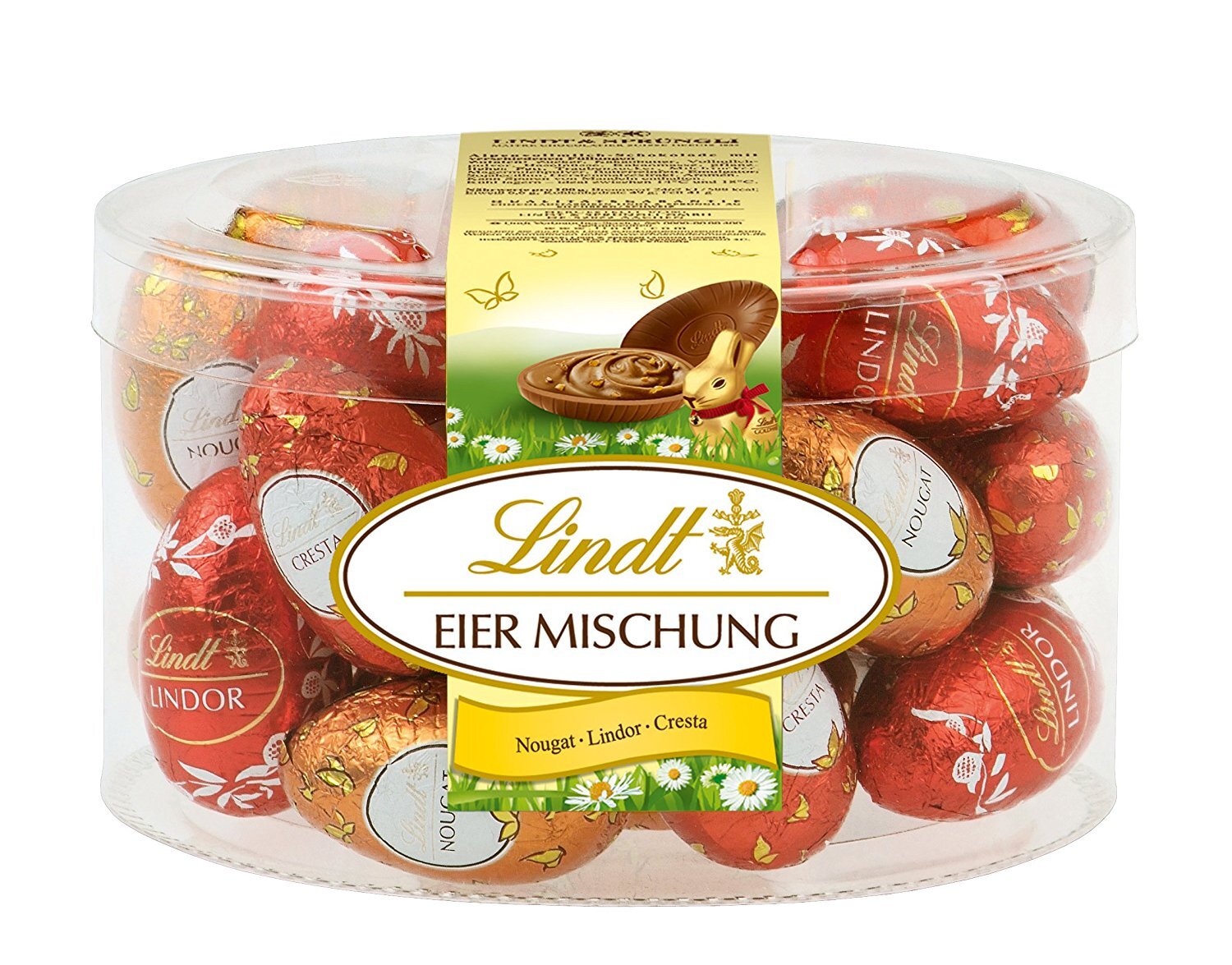 Lindt Eier-Mischung (8x Nougat / 8x Cresta / 9x Lindor-Vollmilch), 450g 64082