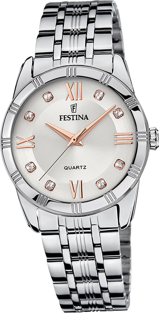 Dámske náramkové hodinky Festina Boyfriend quartz z nehrdzavejúcej ocele striebornej farby D2UF16940/B