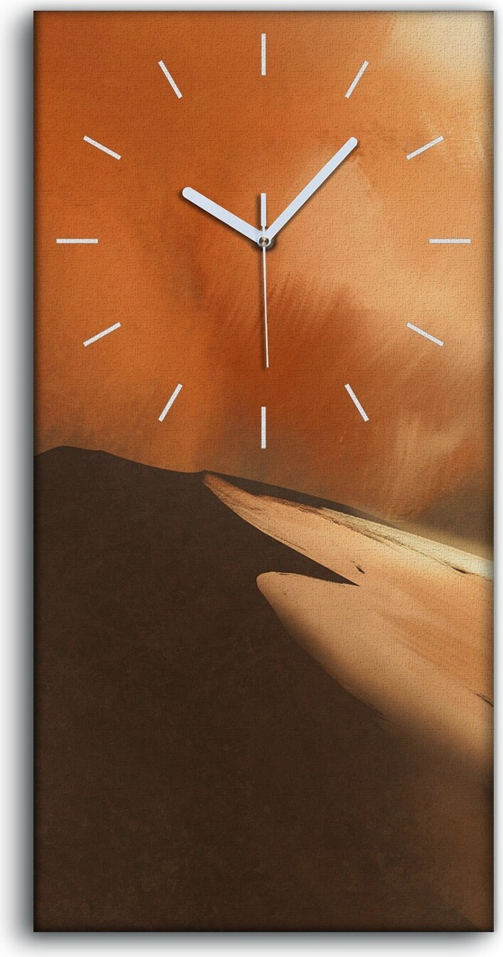 coloray Wandbild Leinwand Bilder mit Uhr 30x60 Sandsturm in der Wüste und Wanderer - weiße Hände zcv-117074477-30x60-b