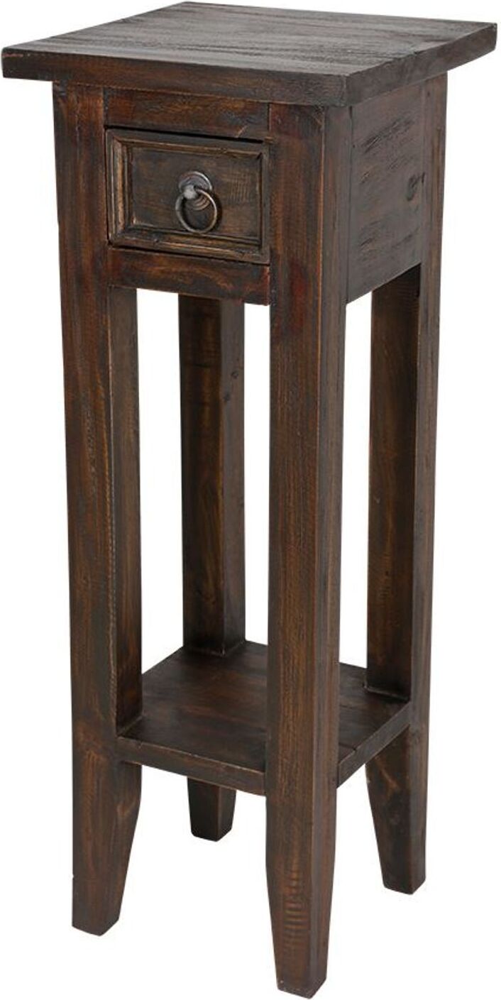 Buri Holz Beistelltisch mit Schublade Mahagoni braun kolonial Nachttisch Dekotisch 00afa