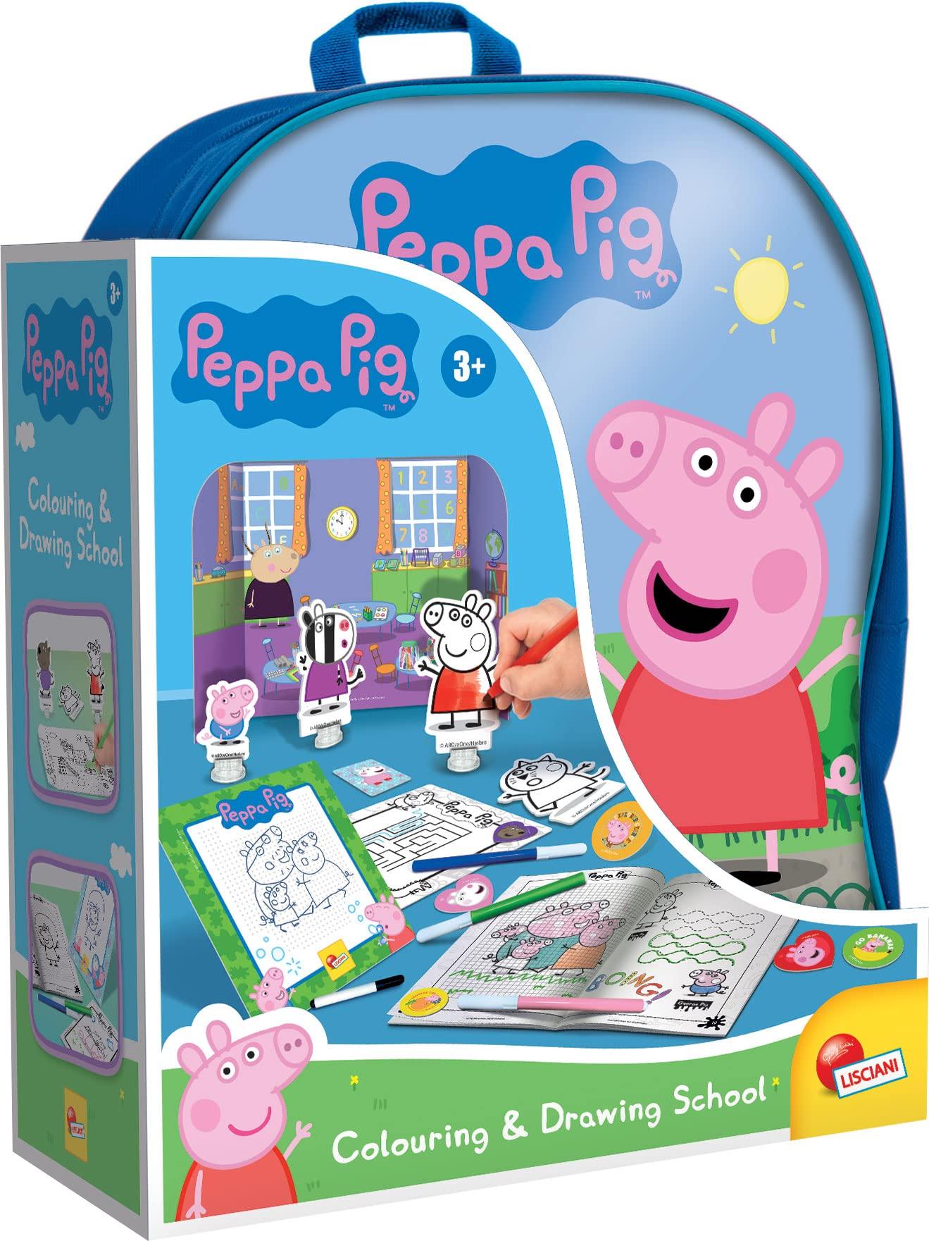Lisciani 95841 - Peppa Wutz Mal- und Zeichenschule mit Rucksack Malbuch zeichnen malen Zeichenset