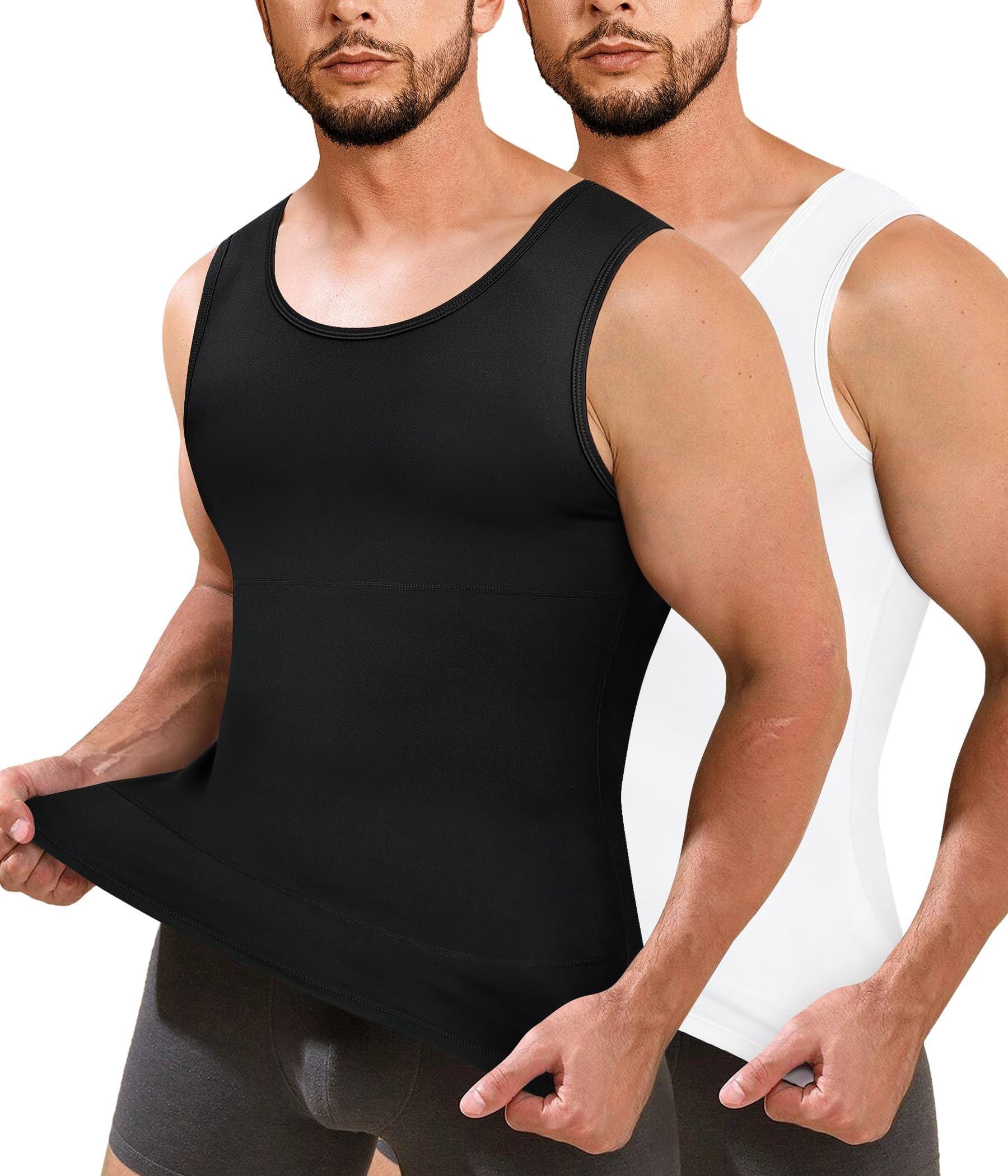 Merkloos Set von 2 Herren Kompressionsshirts für Figurformung und Sport