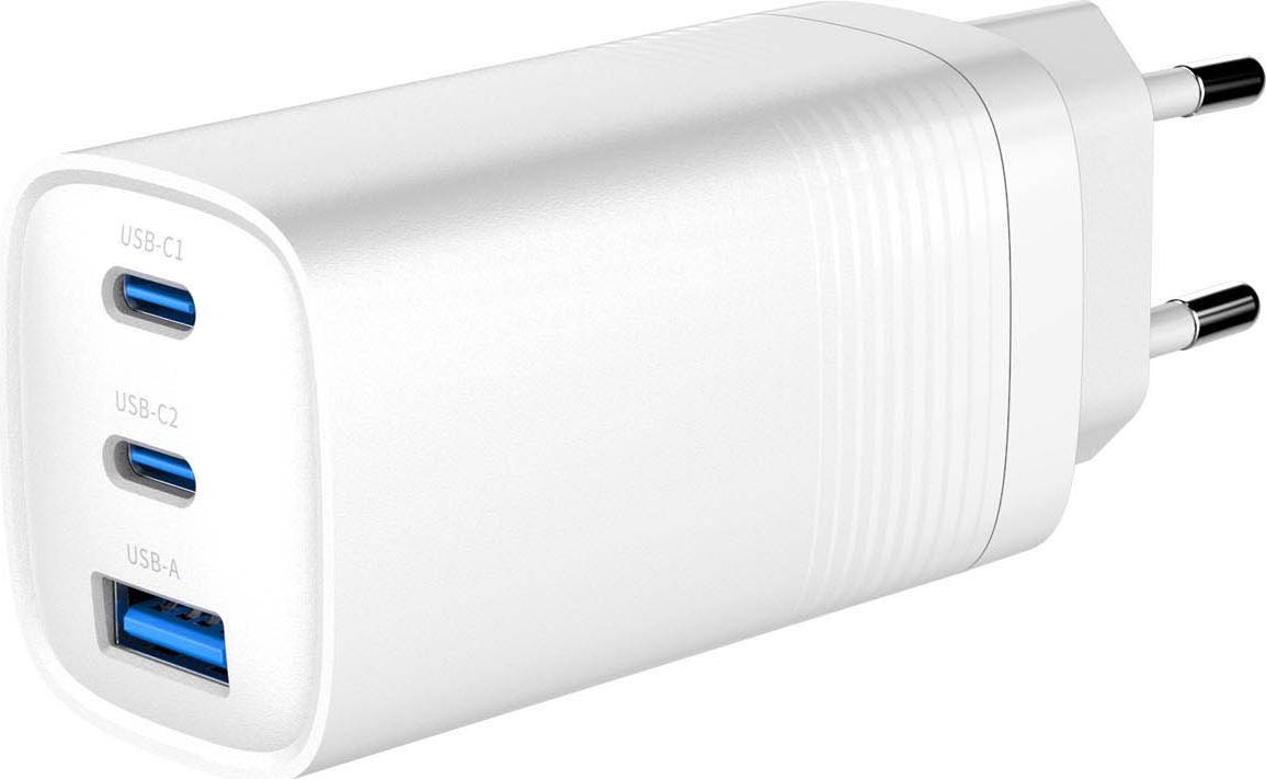 Gembird 3-Port 67W GaN USB PD Schnellladegerät in Weiß TA-UC-PDQC65-01-W